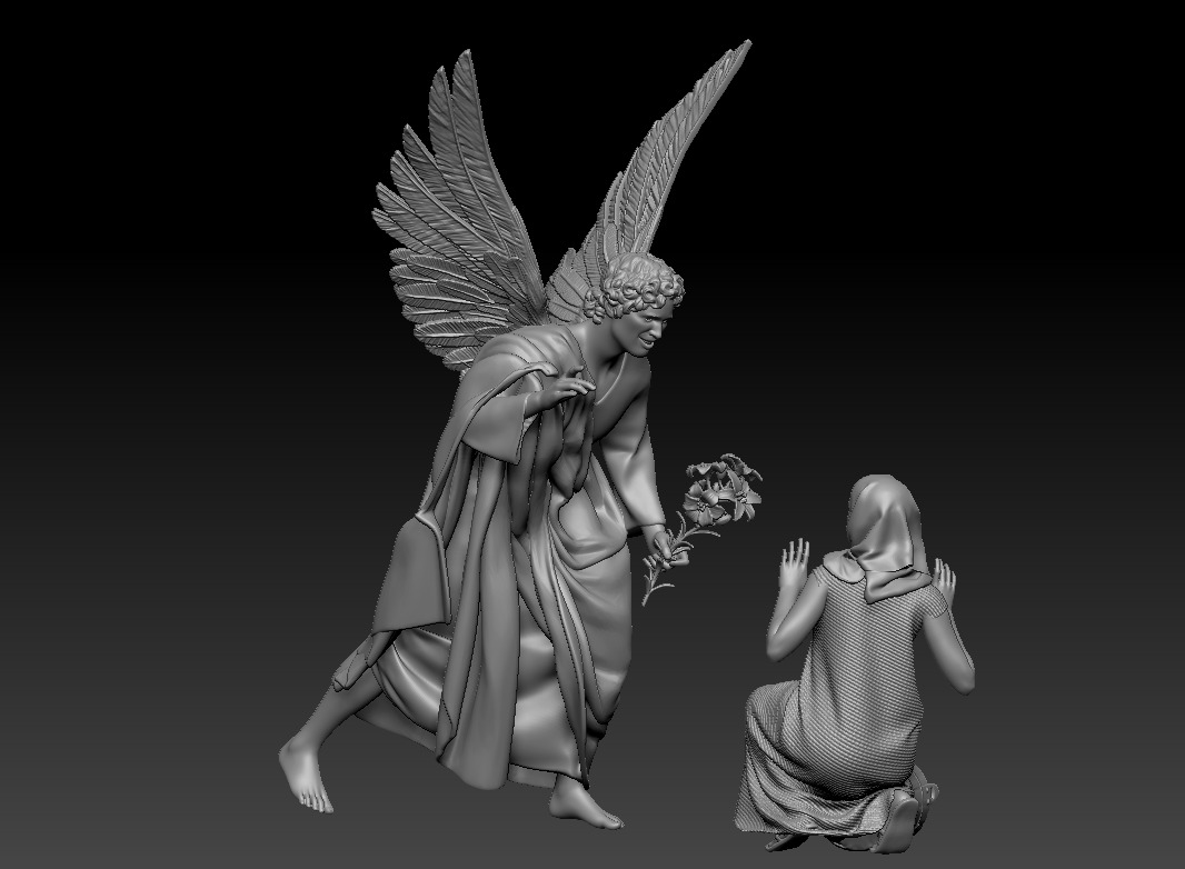Virgin Mary with angel Gabriel printable 3D print model_2