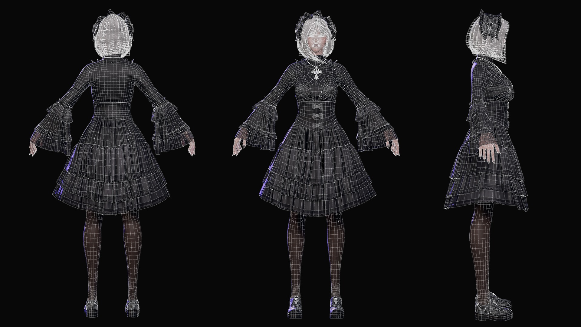 3D model Gothic Girl Lilith - Game Ready VR / AR / low-poly | CGTrader