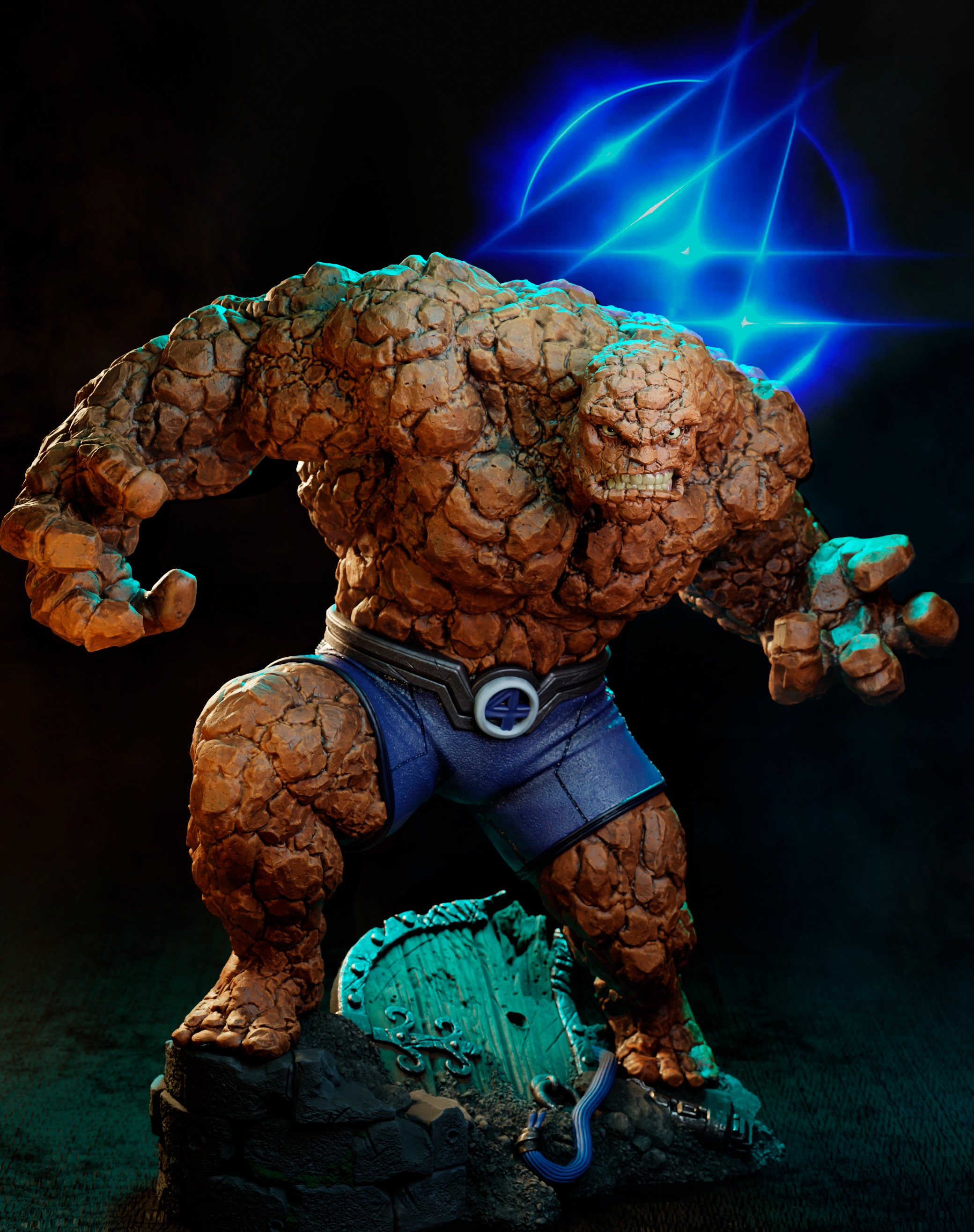 The thing - fantastic four statue 3D print model_7