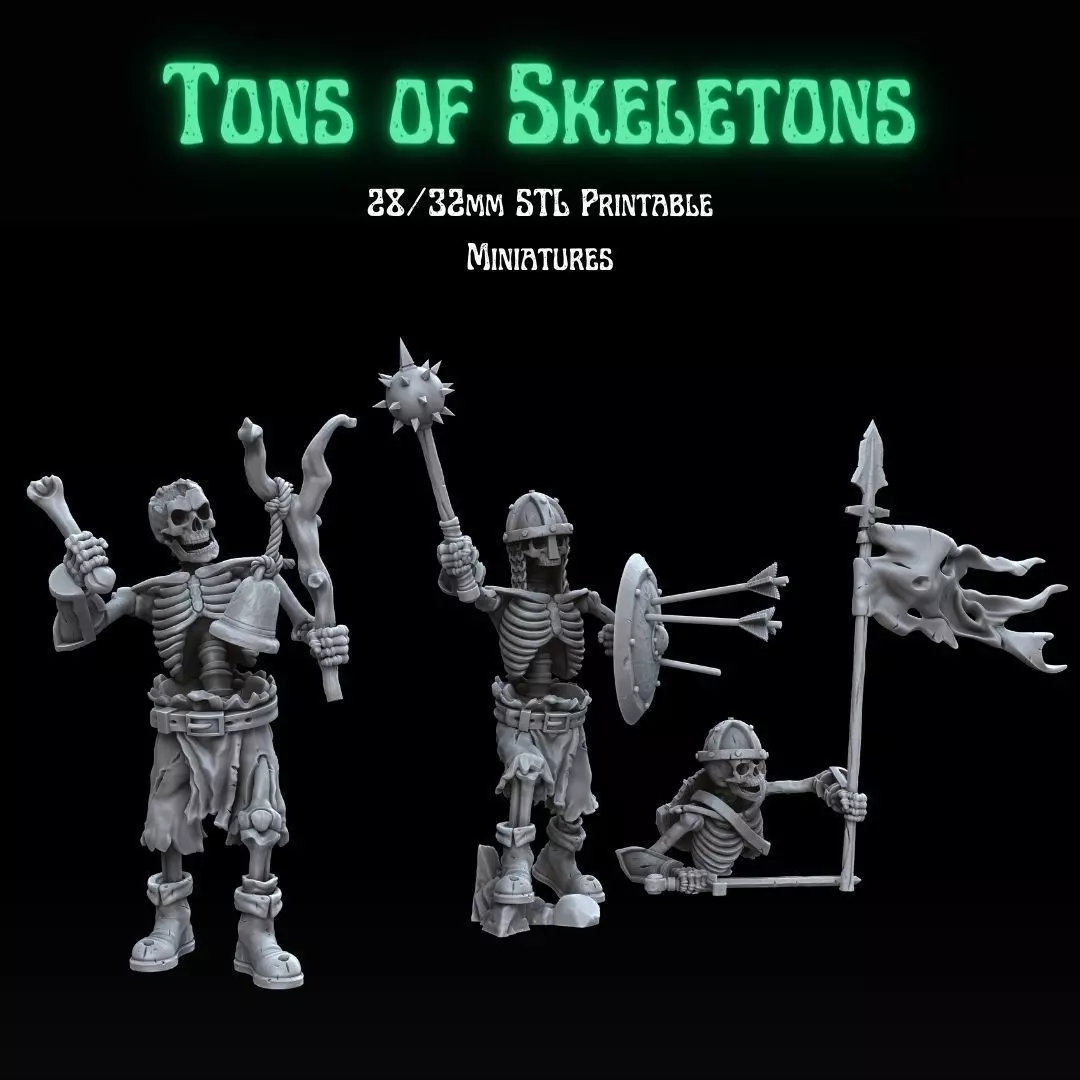 TONS OF SKELETONS - EQUIPPED SKELETONS COMMAND GROUP 3D print model