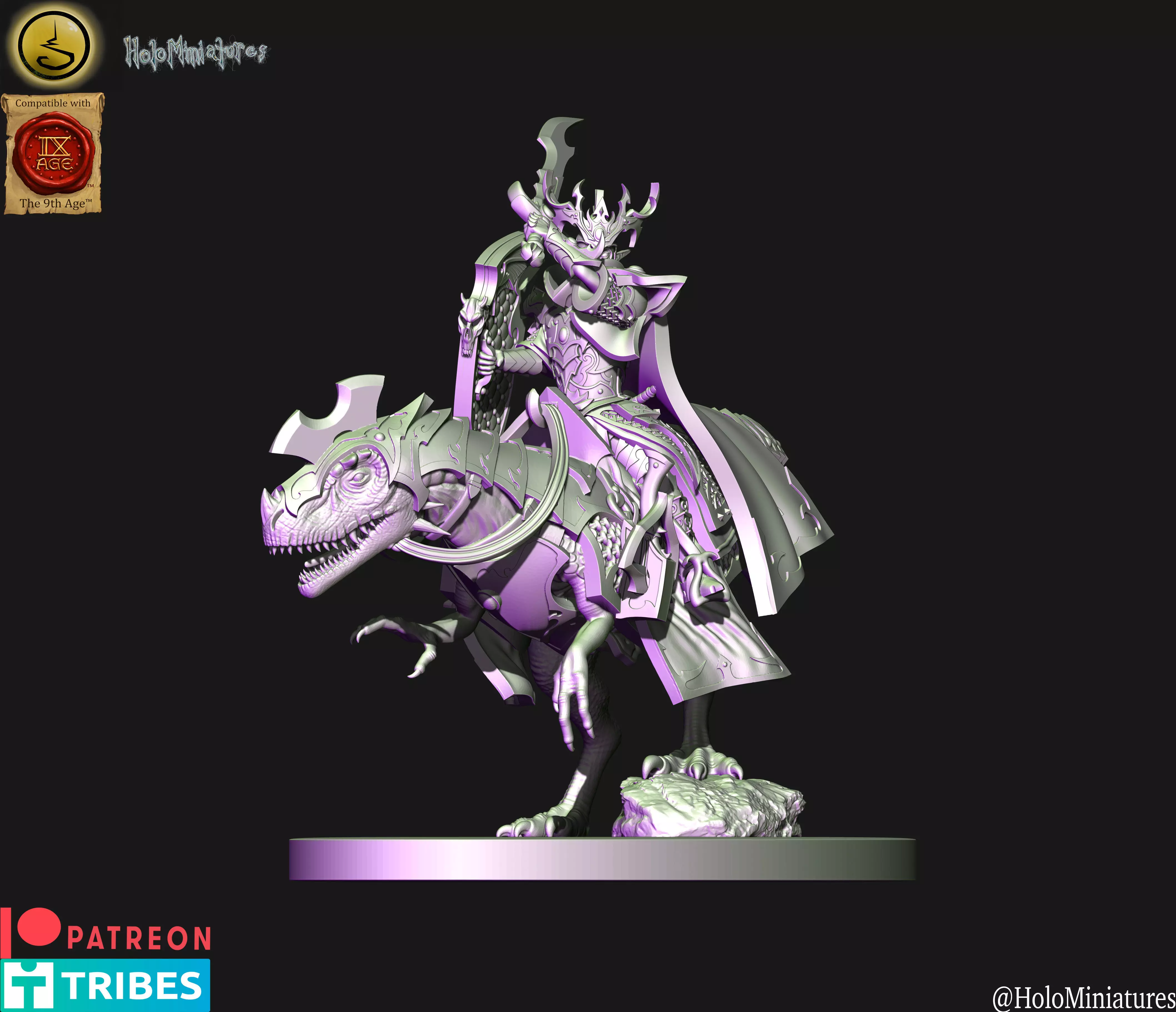 Dark elves Dreadlord on raptor 3D print model