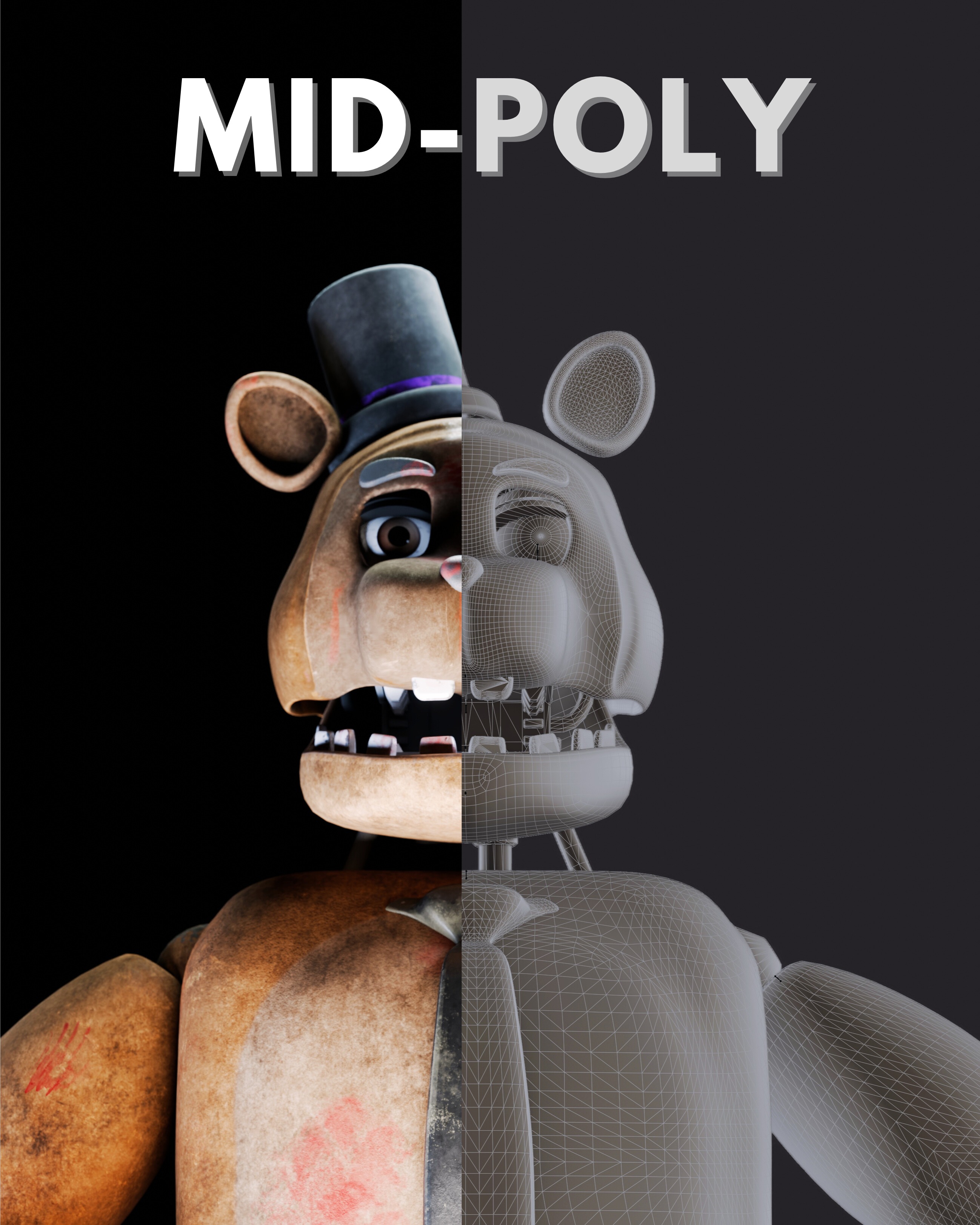 Bear Animatronic Rigged 3D model_2