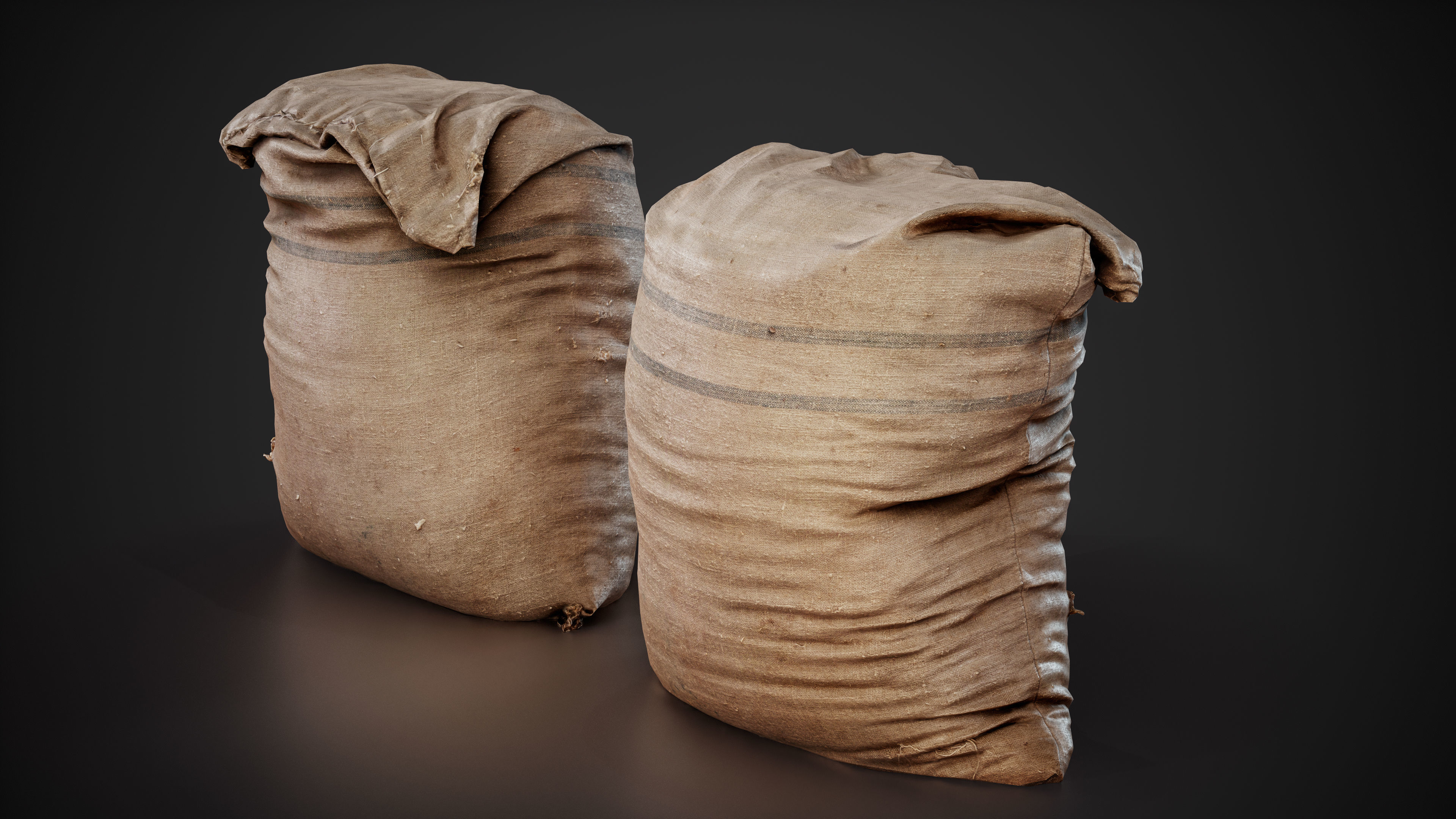 Realistic old burlap bag 02 photo scan Low-poly 3D model_3