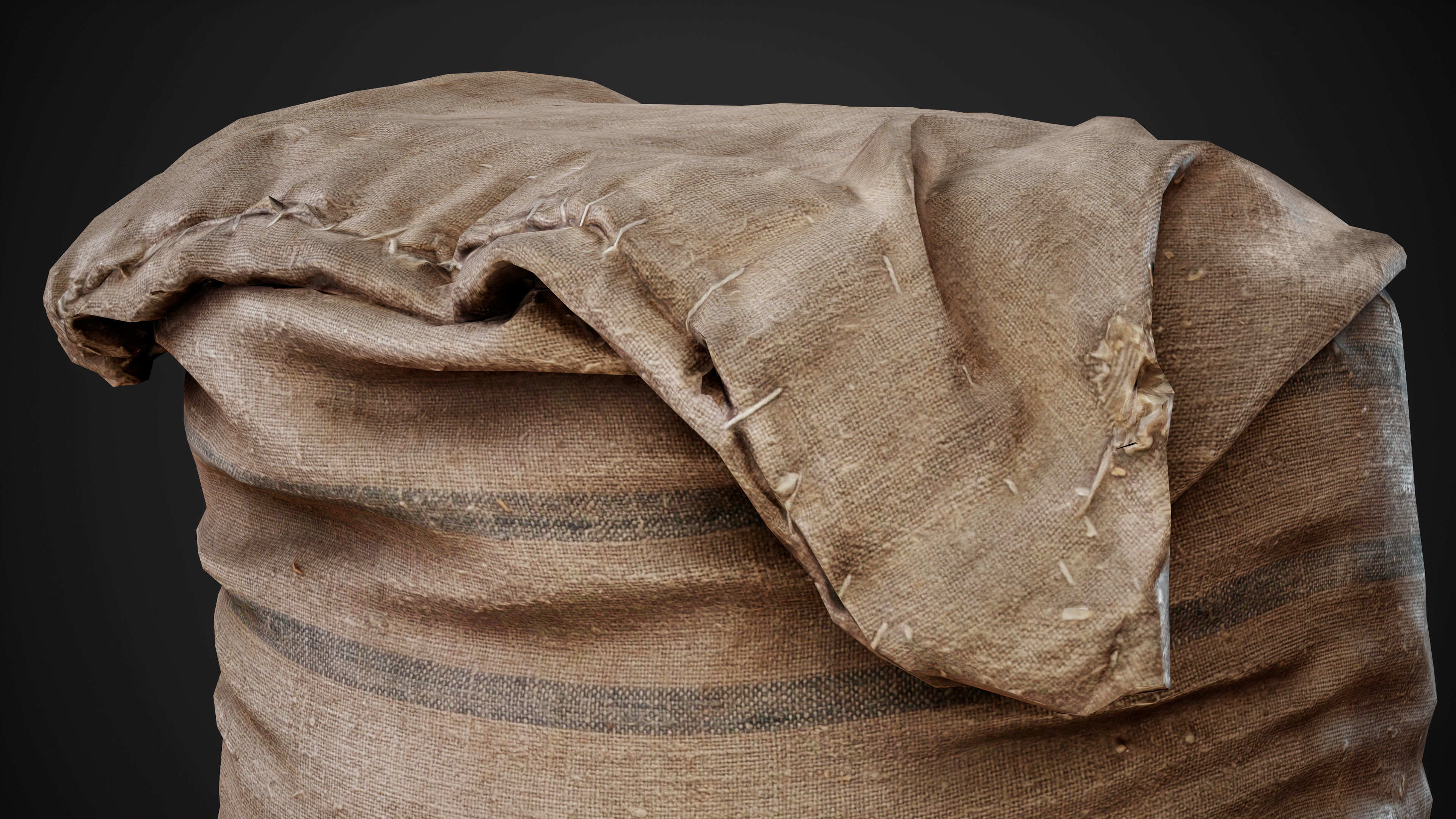 Realistic old burlap bag 02 photo scan Low-poly 3D model_8