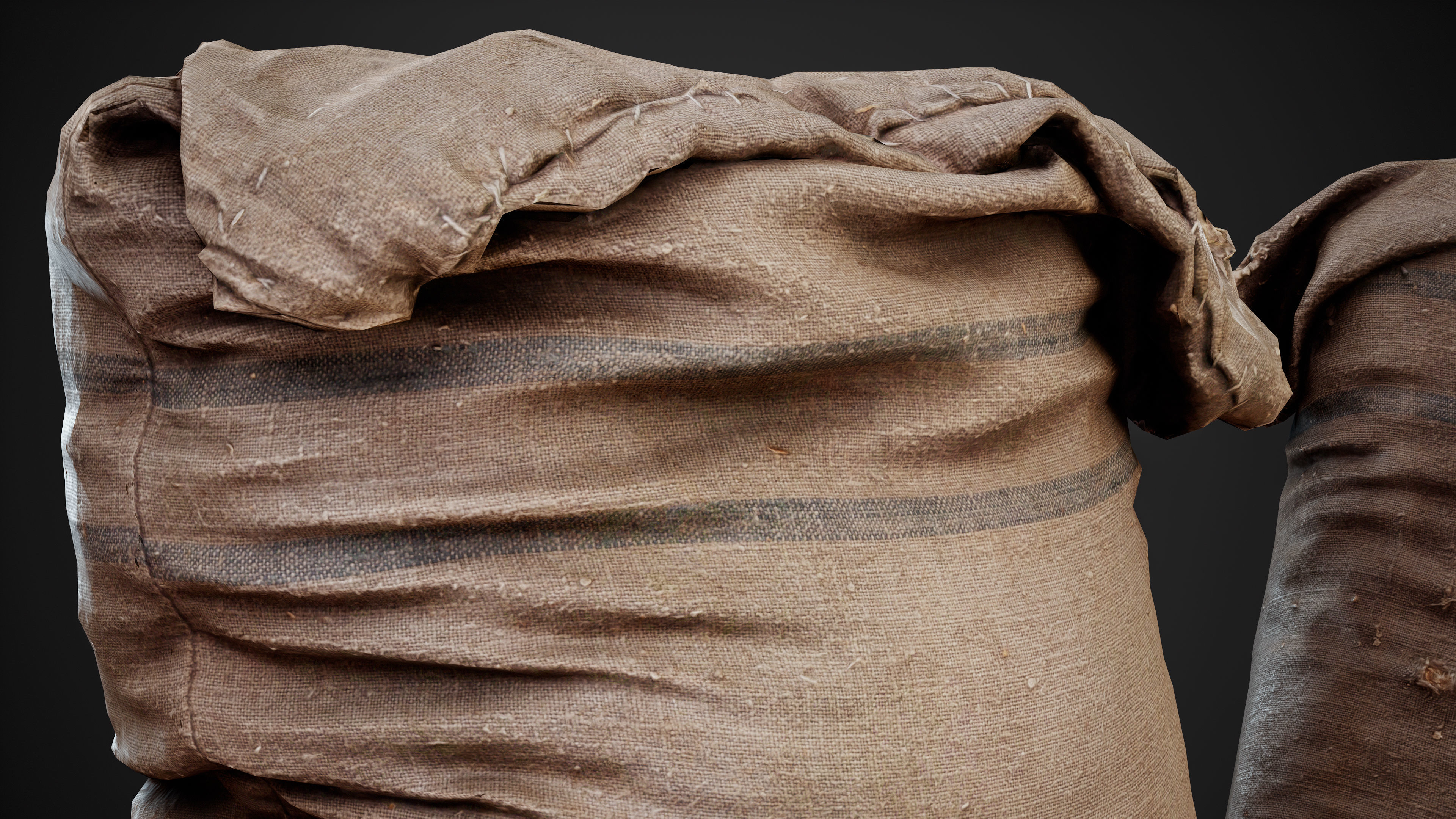 Realistic old burlap bag 02 photo scan Low-poly 3D model_6