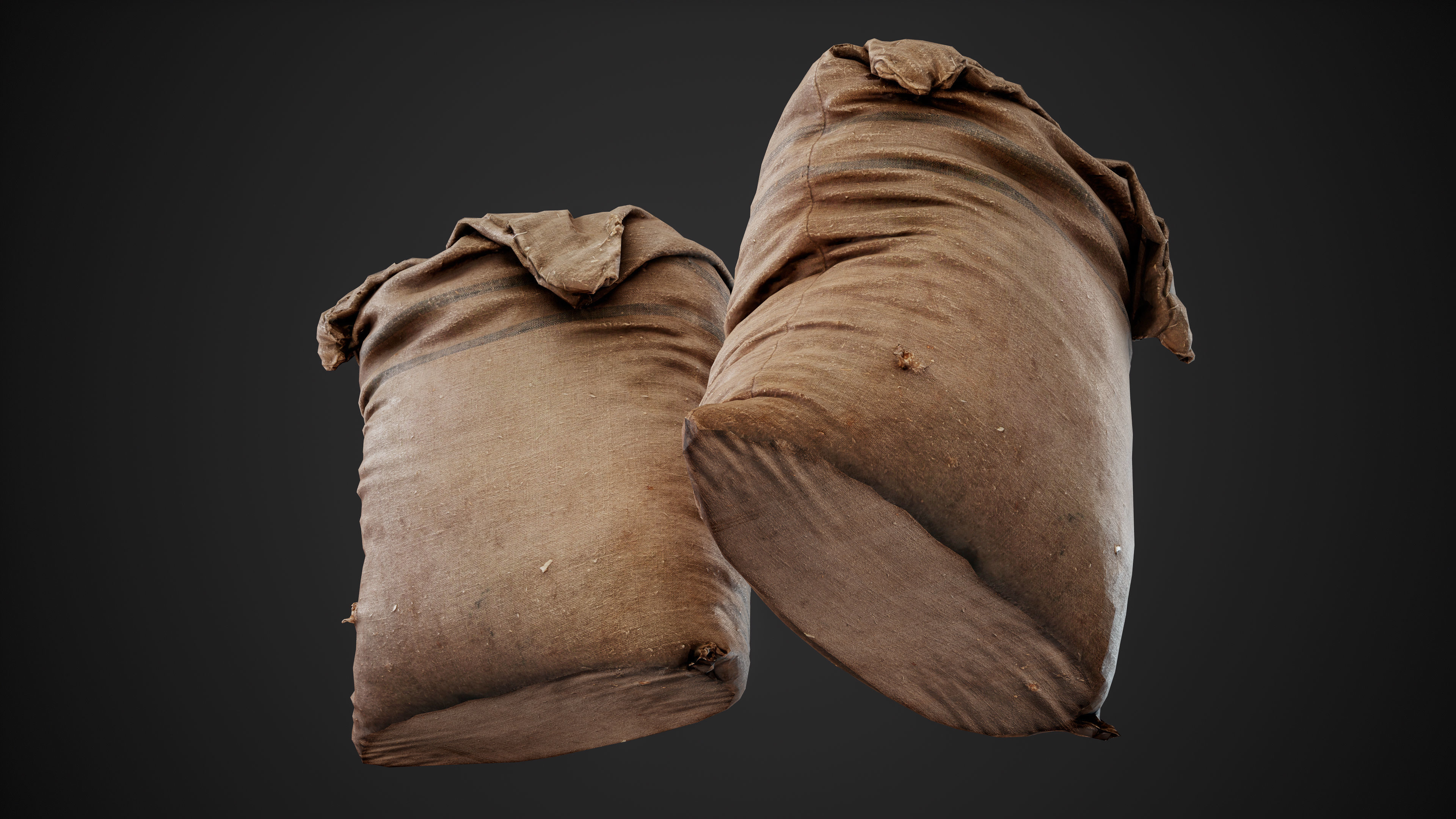Realistic old burlap bag 02 photo scan Low-poly 3D model_5