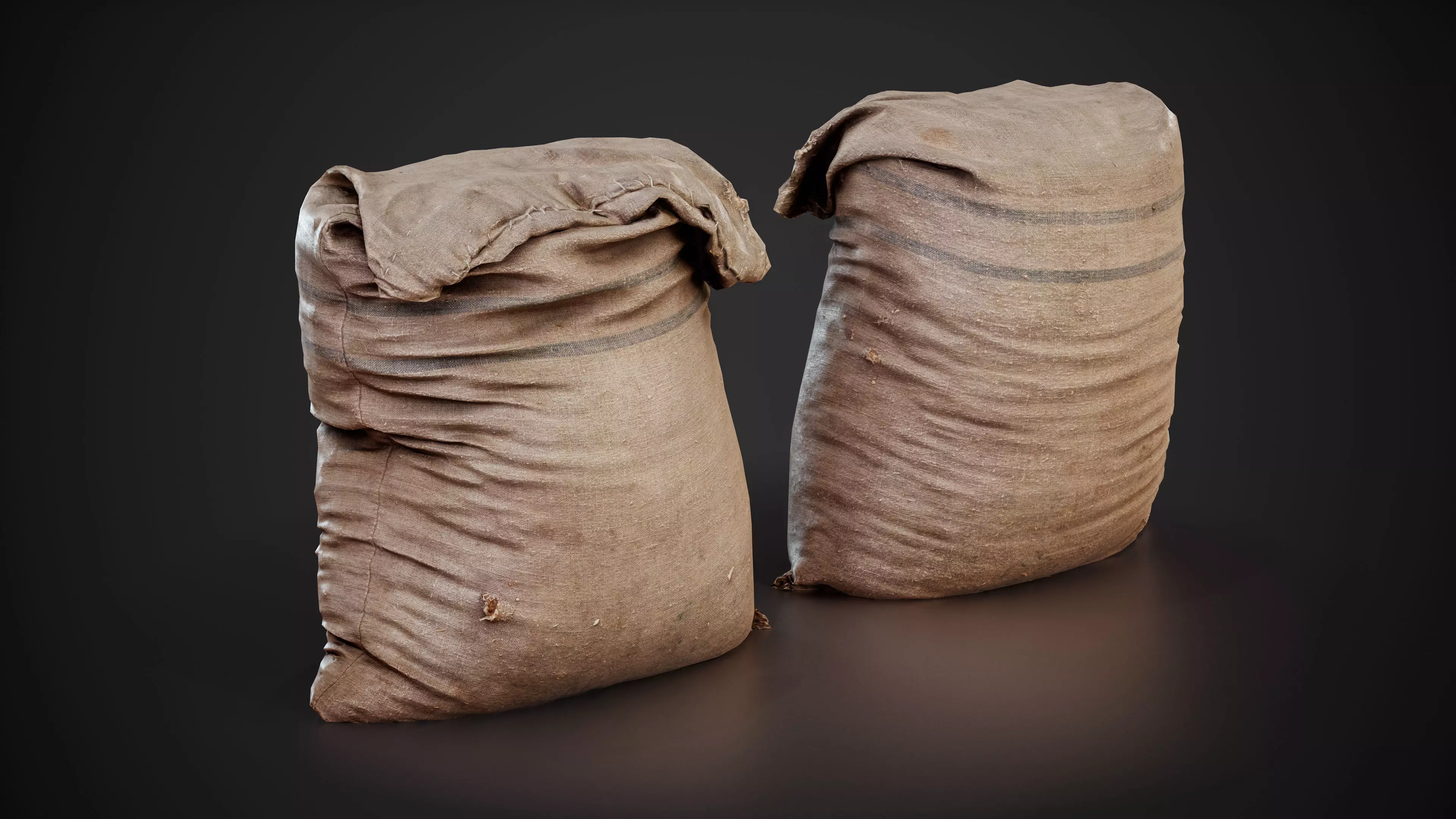 Realistic old burlap bag 02 photo scan Low-poly 3D model_0