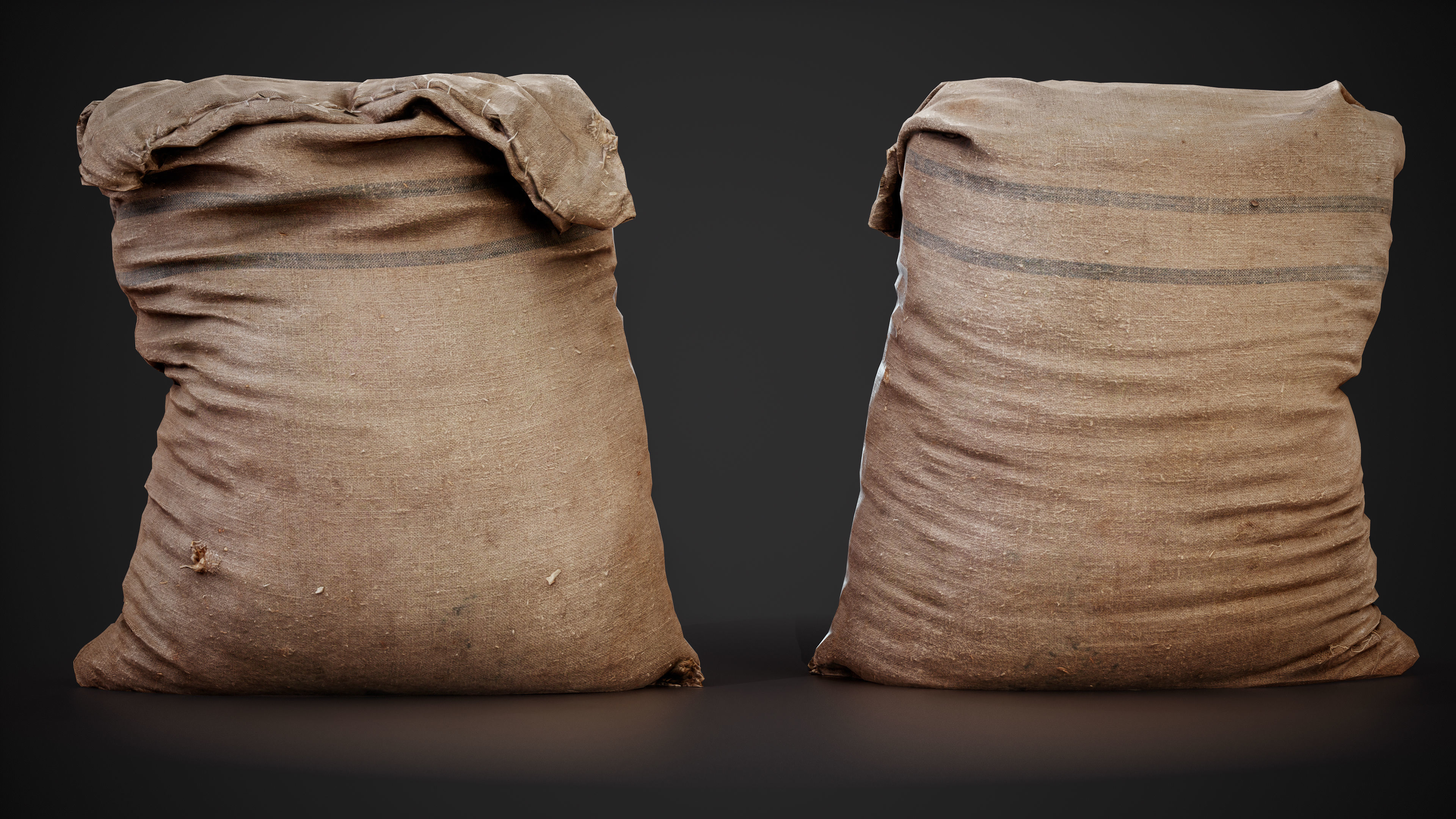 Realistic old burlap bag 02 photo scan Low-poly 3D model_2