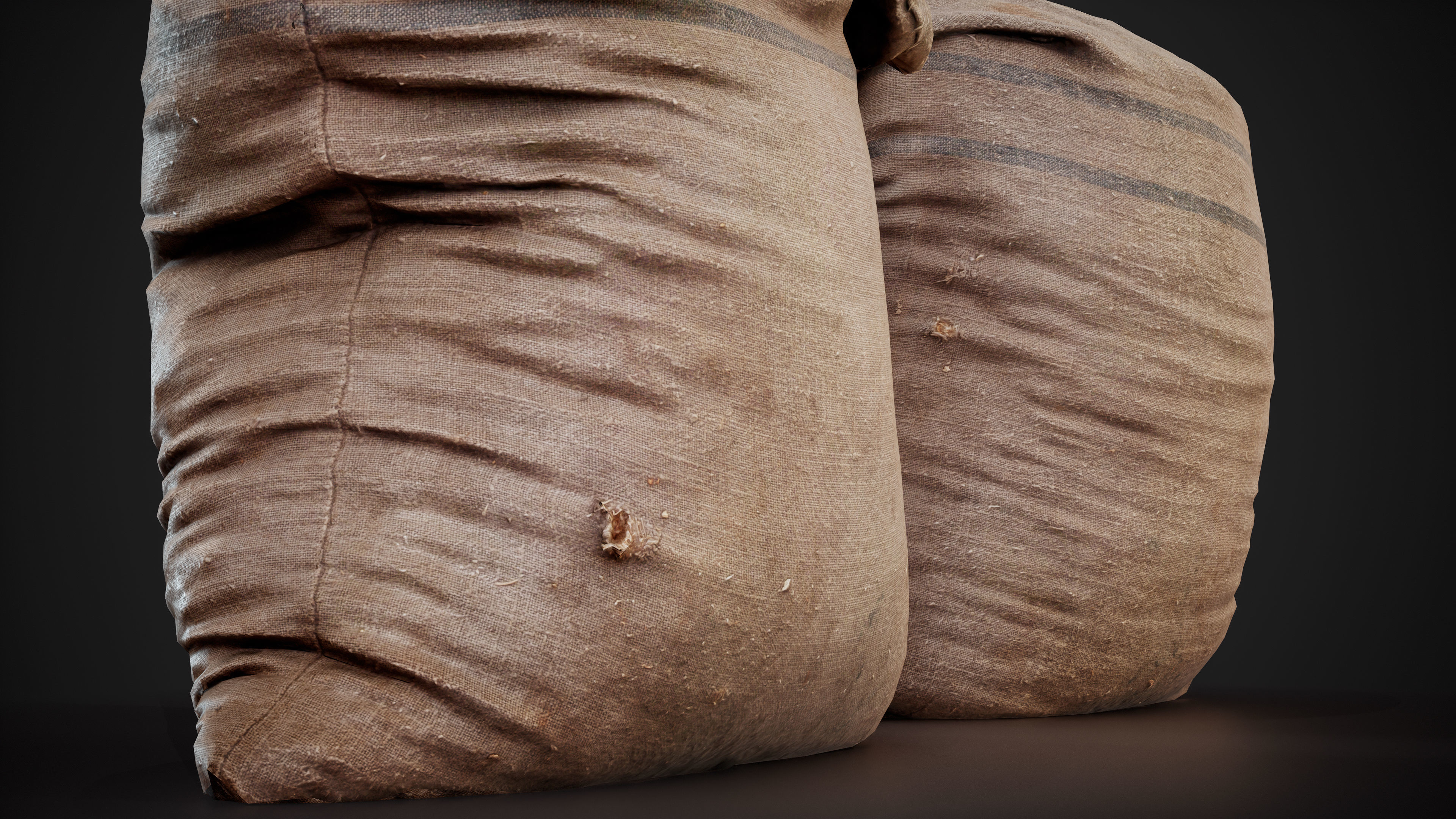 Realistic old burlap bag 02 photo scan Low-poly 3D model_4