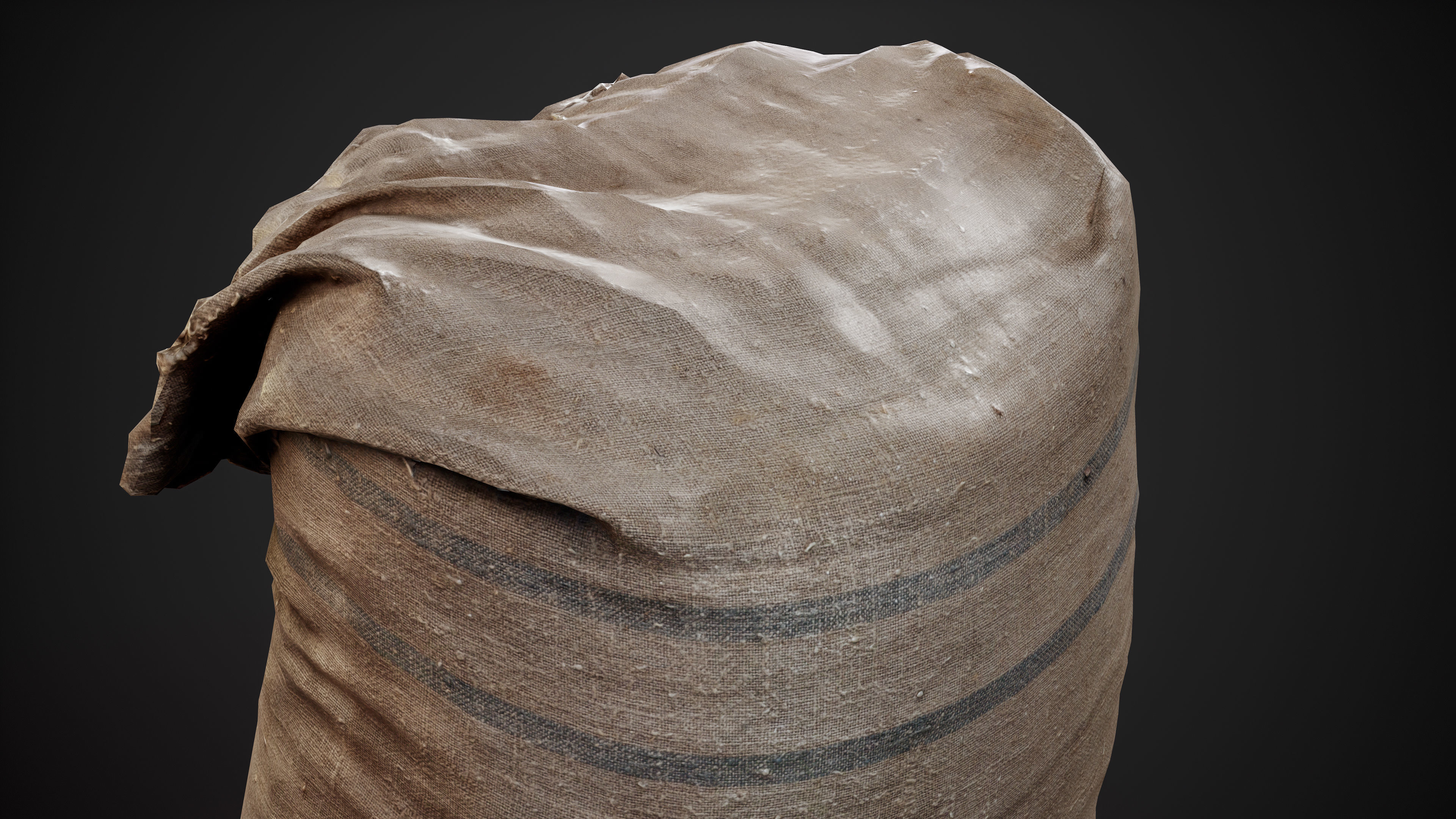 Realistic old burlap bag 02 photo scan Low-poly 3D model_9