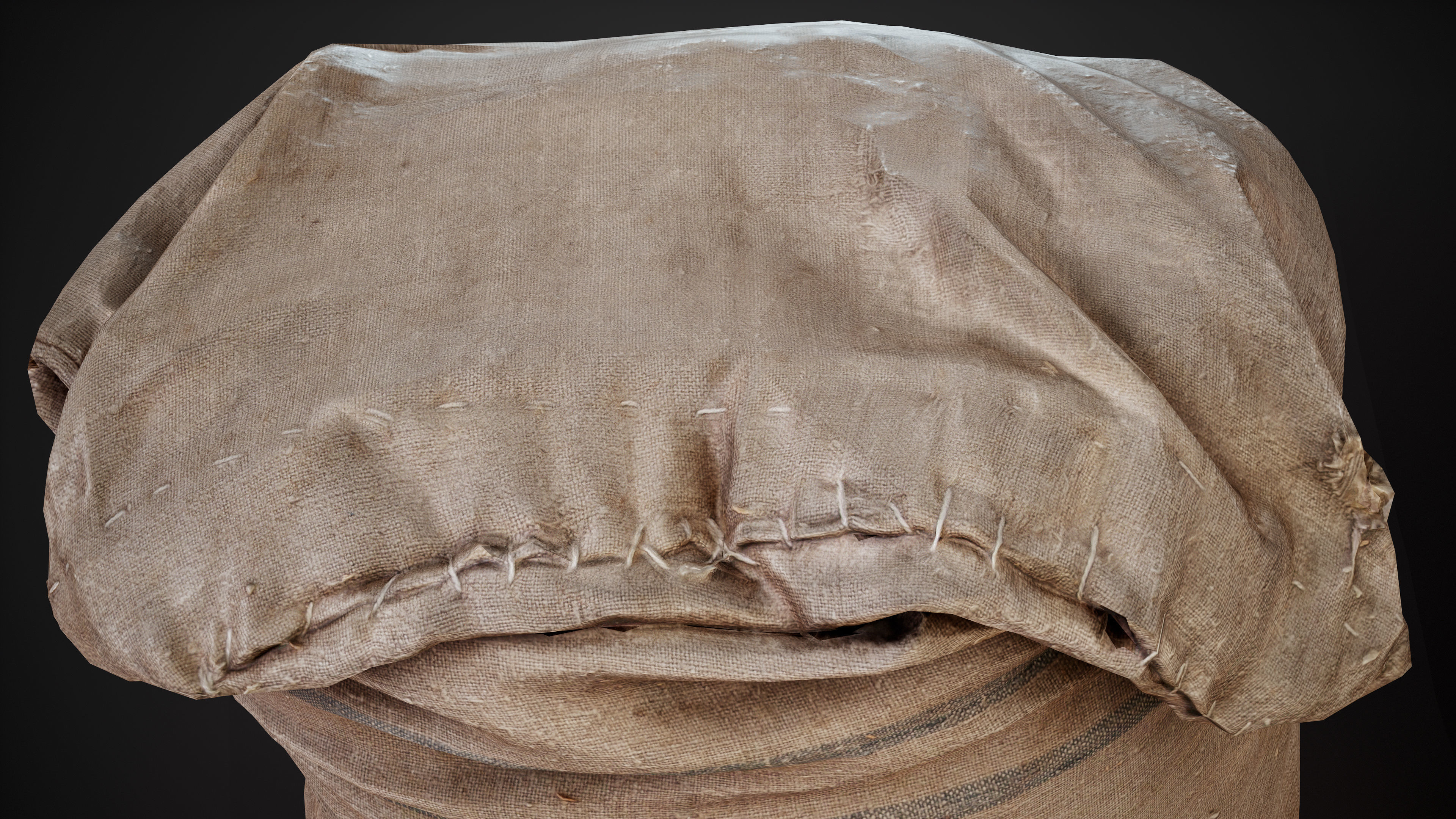 Realistic old burlap bag 02 photo scan Low-poly 3D model_7