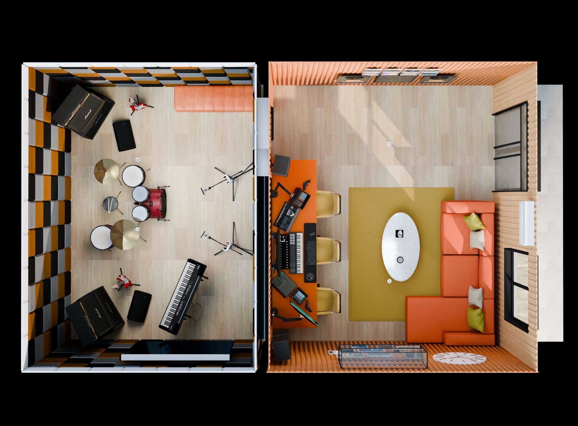 Music Studio Low-poly 3D model_8