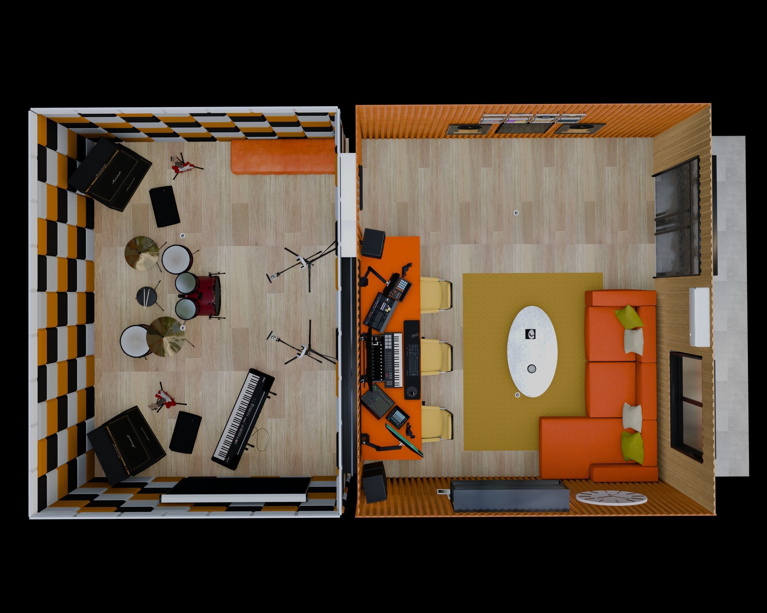 Music Studio Low-poly 3D model_9