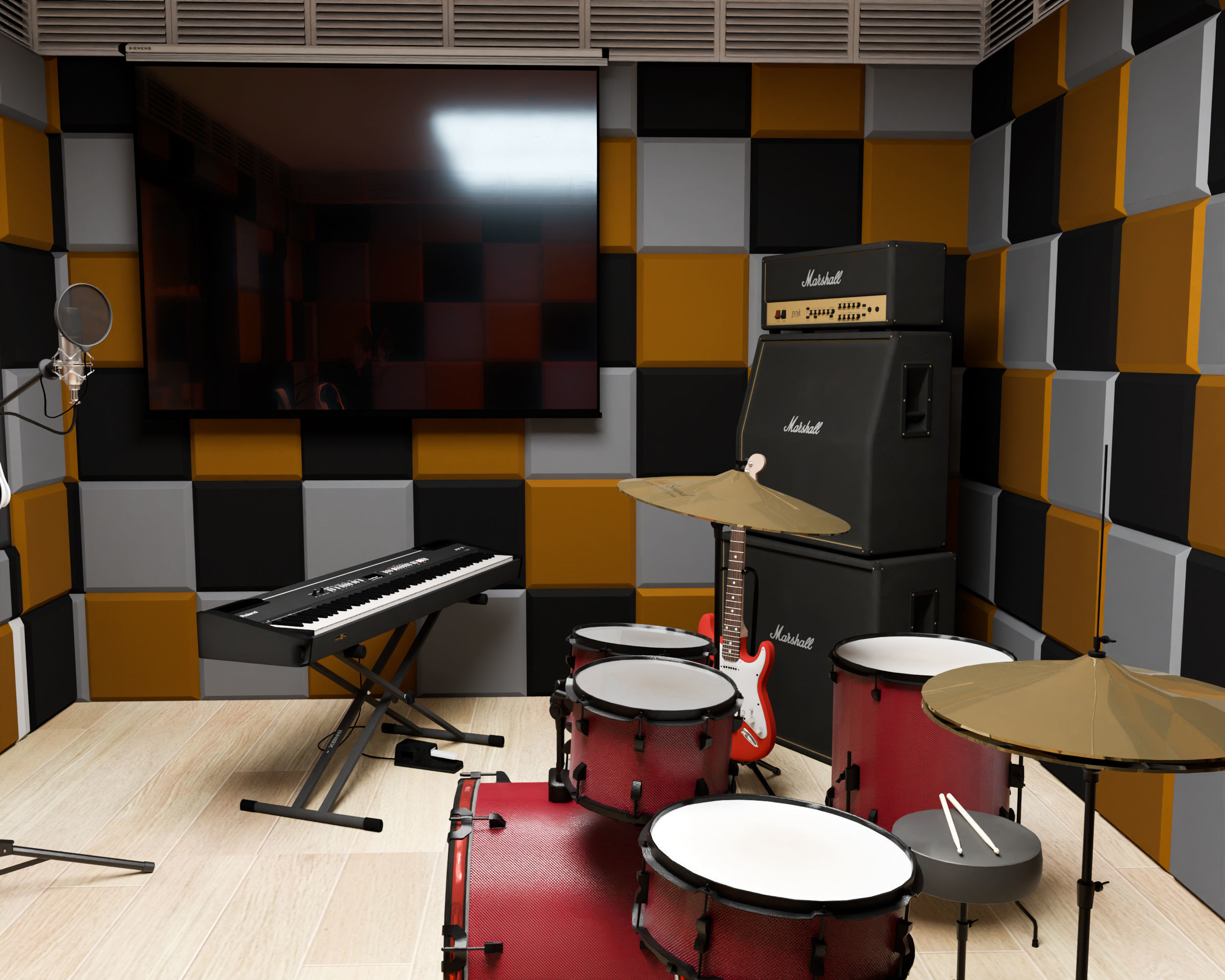 Music Studio Low-poly 3D model_6