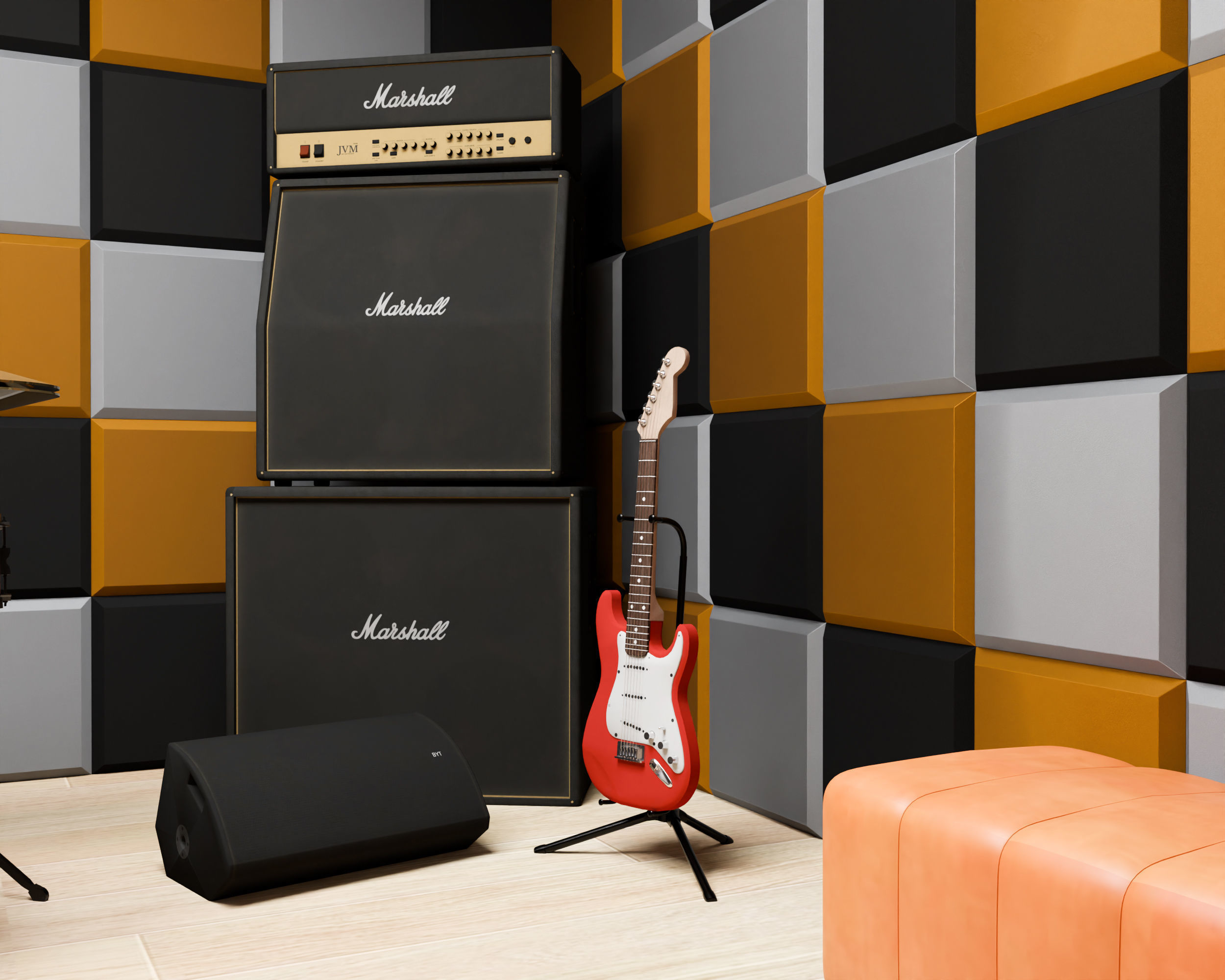 Music Studio Low-poly 3D model_7