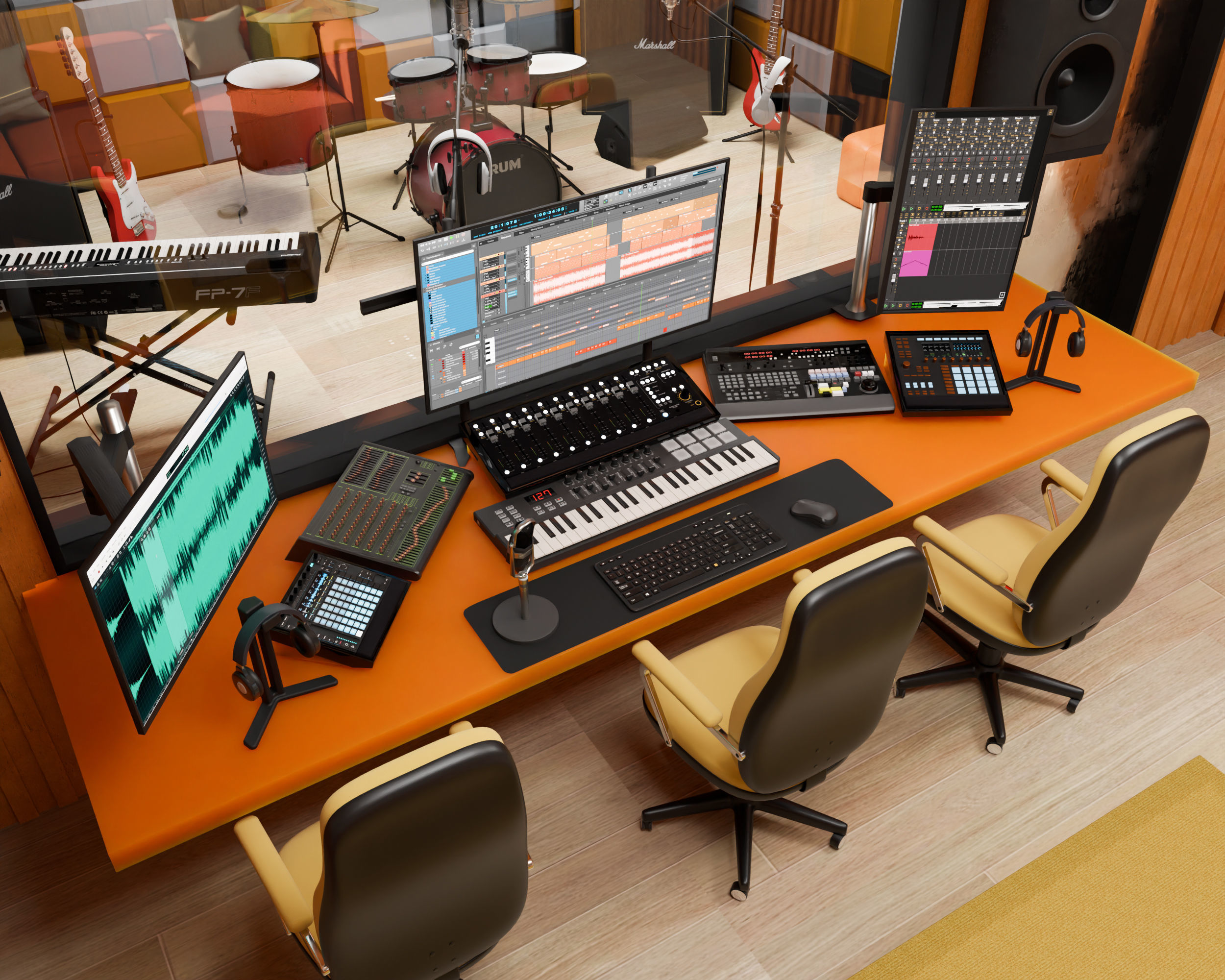 Music Studio Low-poly 3D model_1