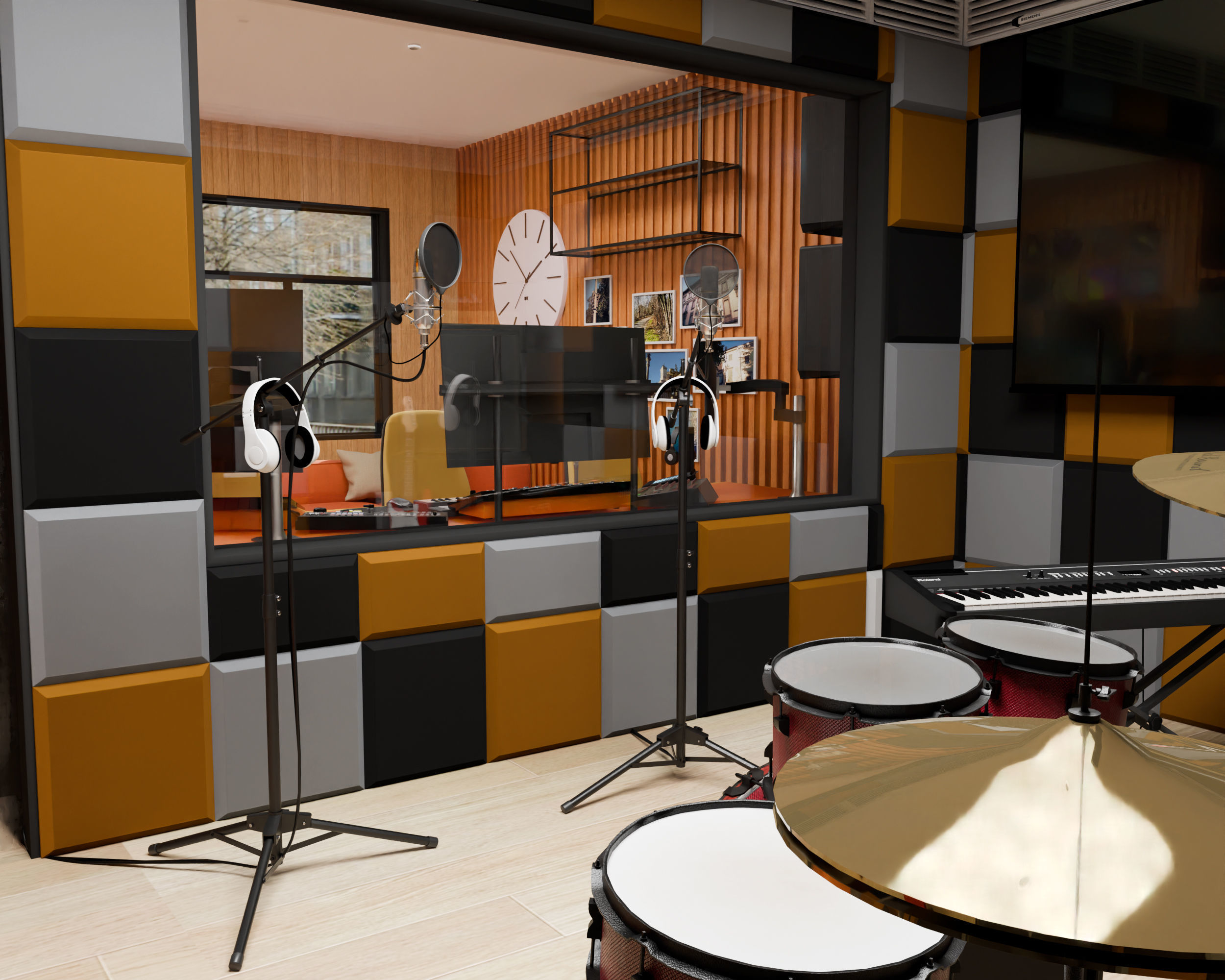 Music Studio Low-poly 3D model_5