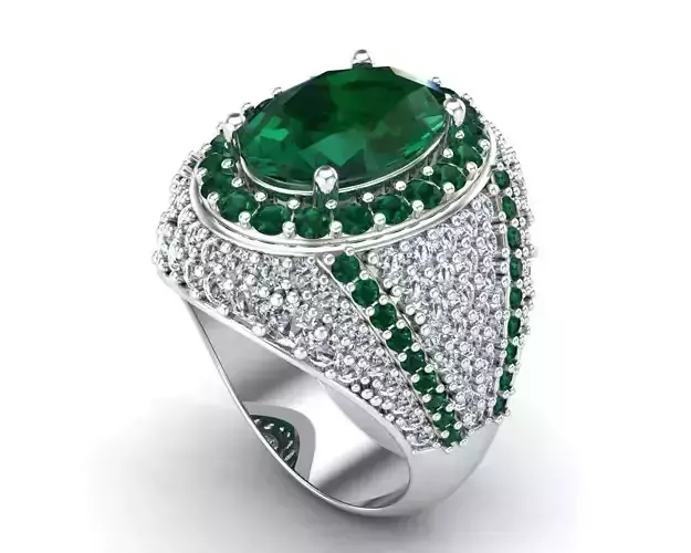 Silver Big Oval Men Ring