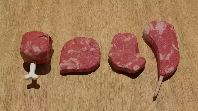 Steaks Pack - Low Poly Low-poly 3D model