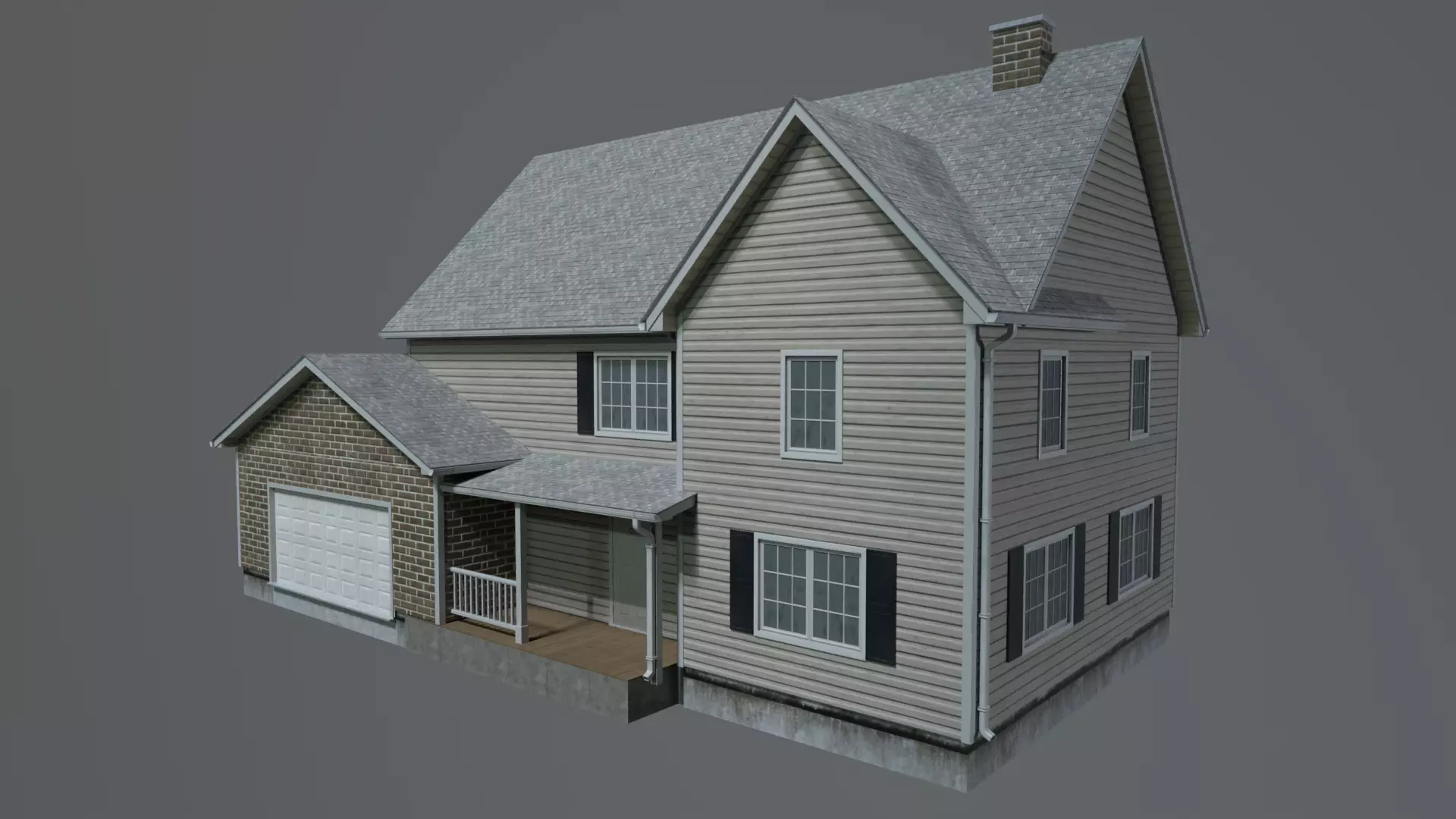 Realistic House 3D game model Unity Low-poly 3D model_0