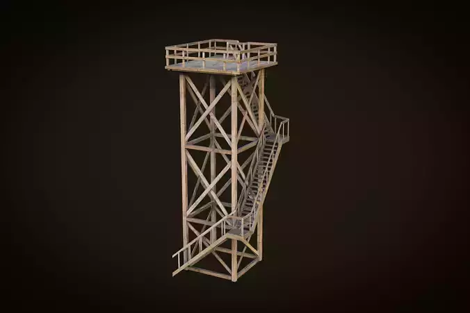 lookout tower PBR Low-poly 3D model Low-poly 3D model