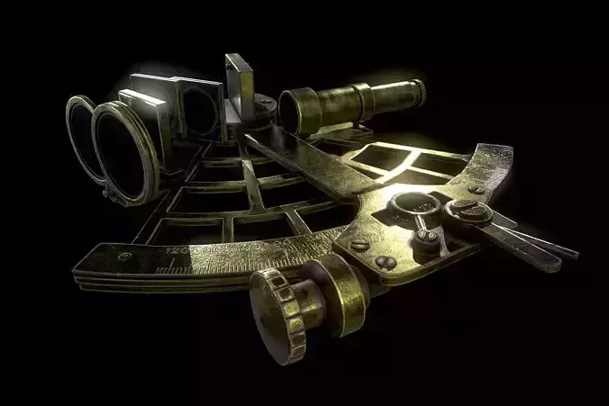 Antique Sextant Instrument Low-poly 3D model