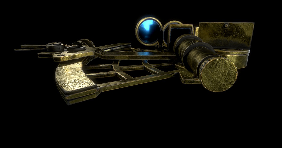 Antique Sextant Instrument Low-poly 3D model_3