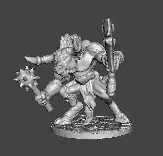 SAVAGE MINOTAUR MINIATURE MODEL FOR FANTASY GAMES RPG DND 3D print model