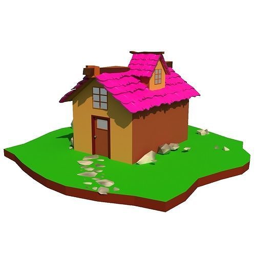 Stylized lowpoly house  Low-poly 3D model