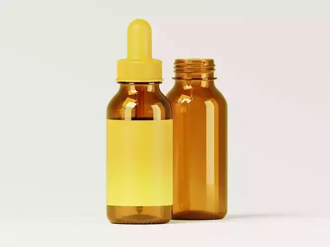 Amber Dropper Bottle 3D Model