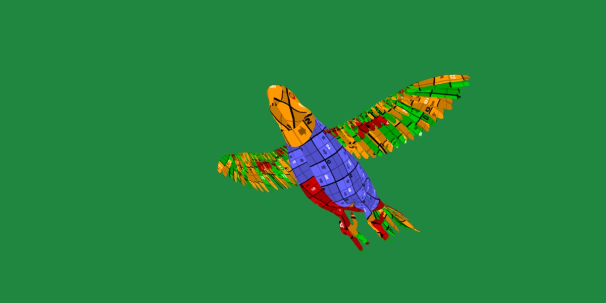 Yellow Bibbed Lory Parrot Bird Low-poly 3D model_34