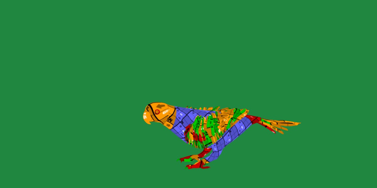 Yellow Bibbed Lory Parrot Bird Low-poly 3D model_32