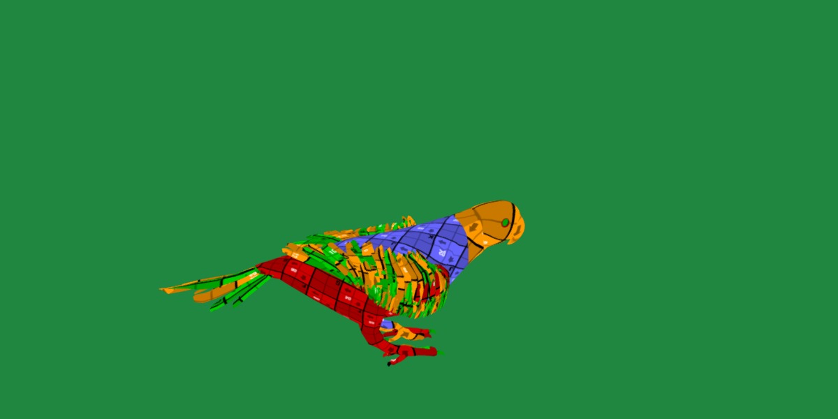 Yellow Bibbed Lory Parrot Bird Low-poly 3D model_33