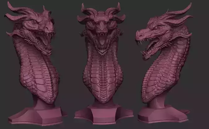 Dragon Head 02 low reolution Free 3D print model