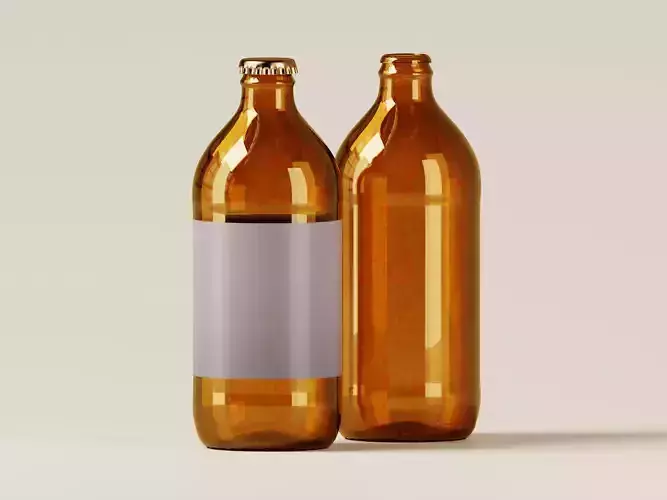 Amber Glass Medicine or Liquid Product Bottle 3D Model