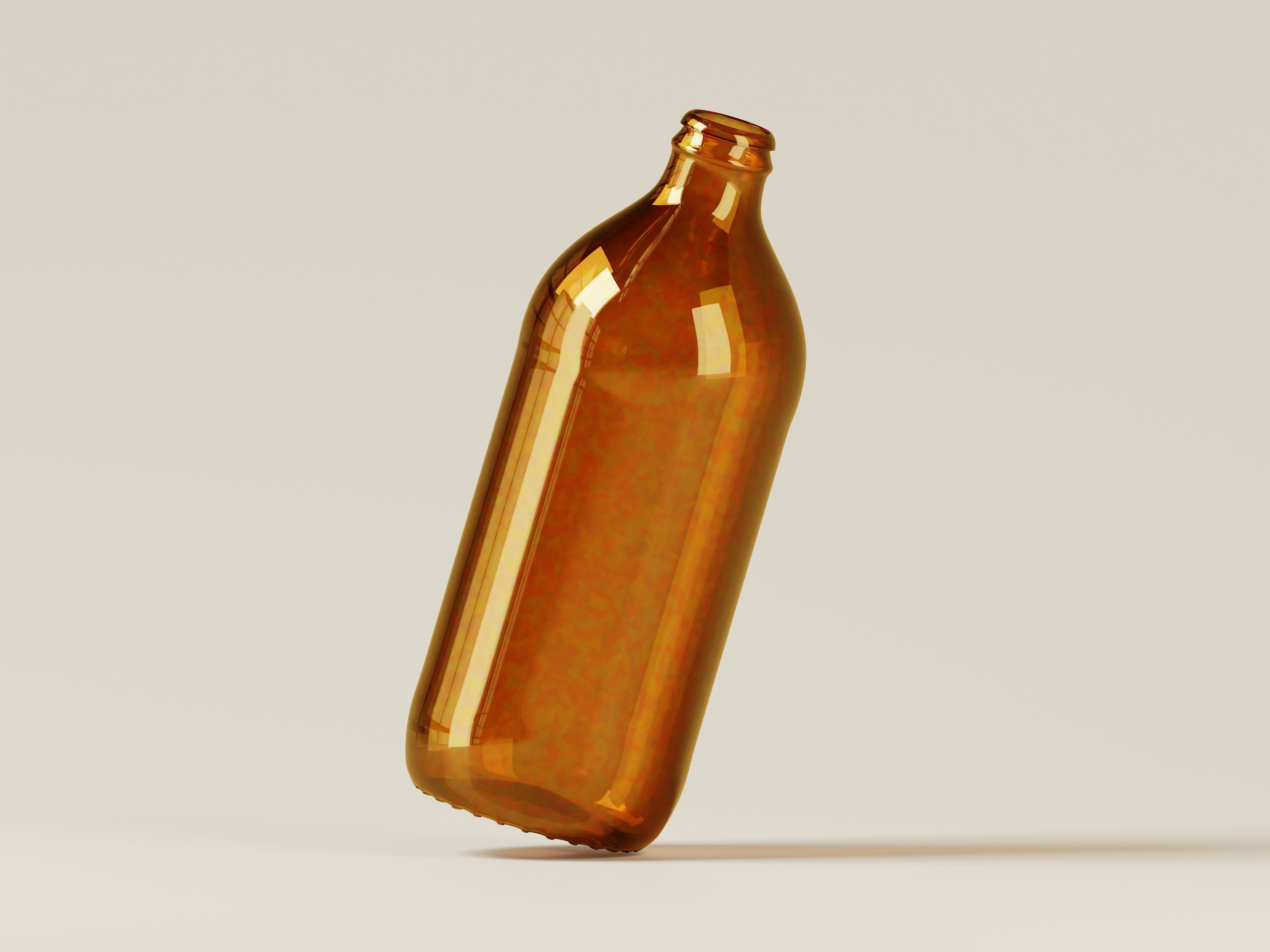 Amber Glass Medicine or Liquid Product Bottle 3D Model Low-poly 3D model_7