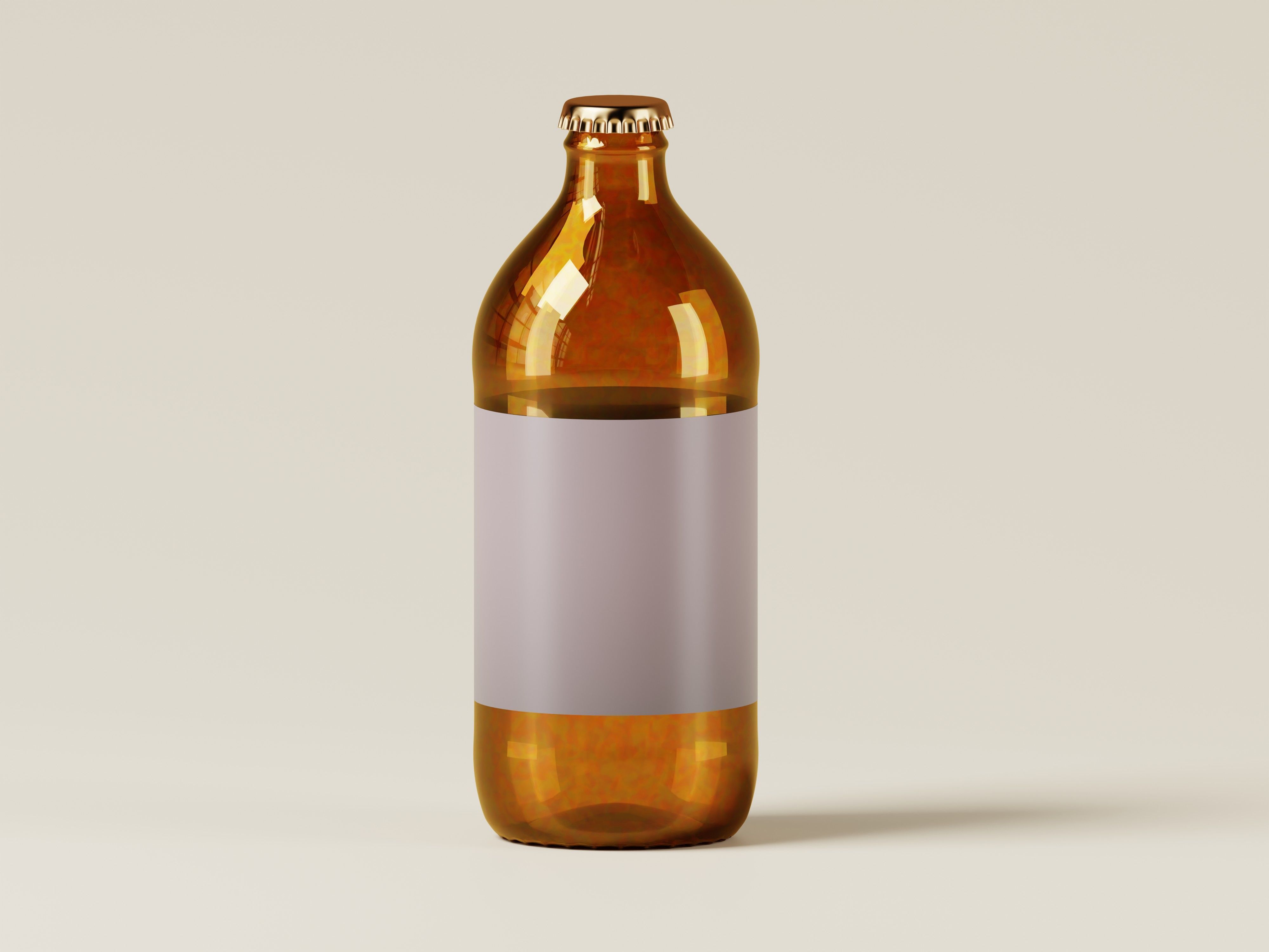 Amber Glass Medicine or Liquid Product Bottle 3D Model Low-poly 3D model_1
