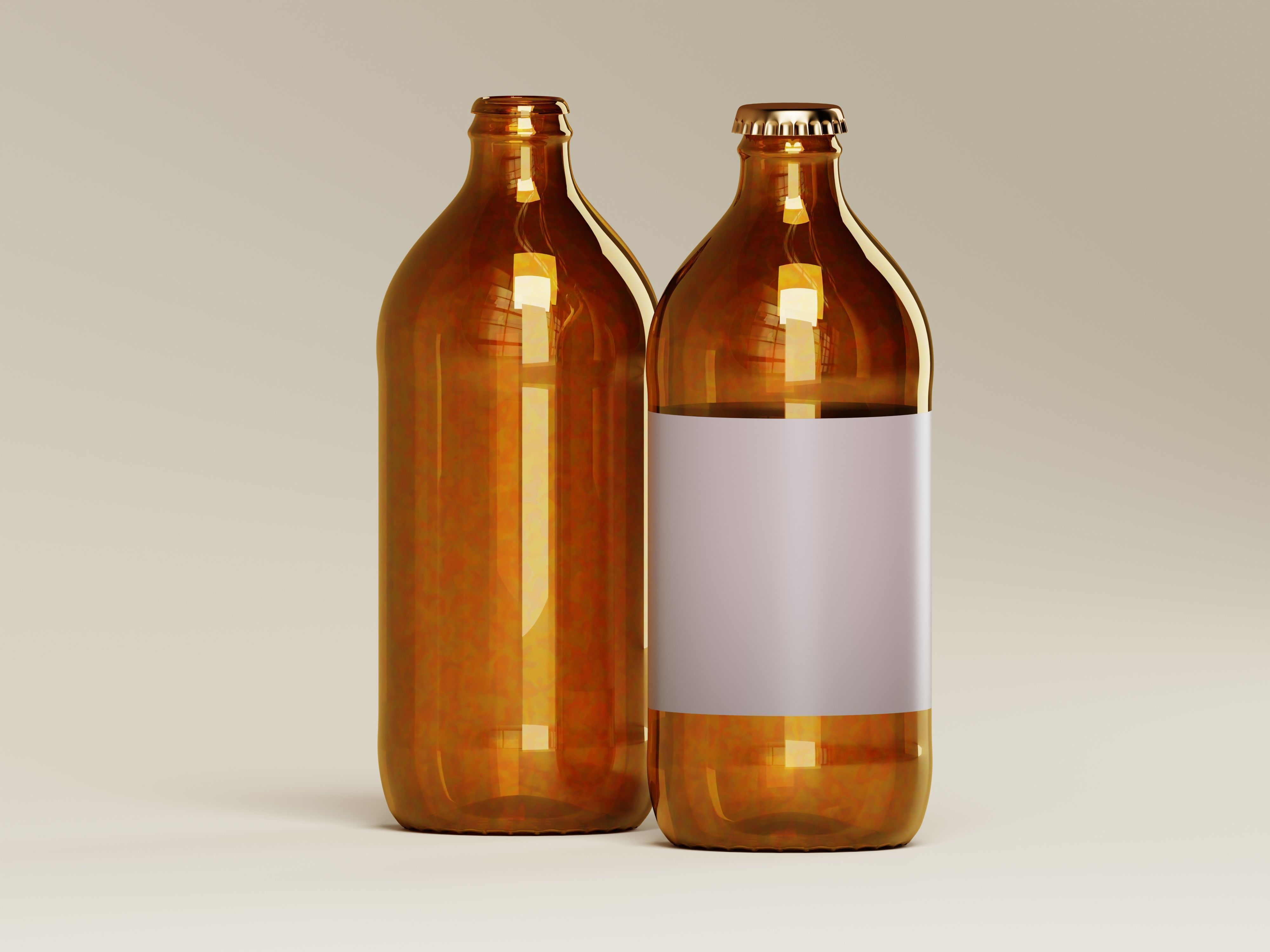 Amber Glass Medicine or Liquid Product Bottle 3D Model Low-poly 3D model_5