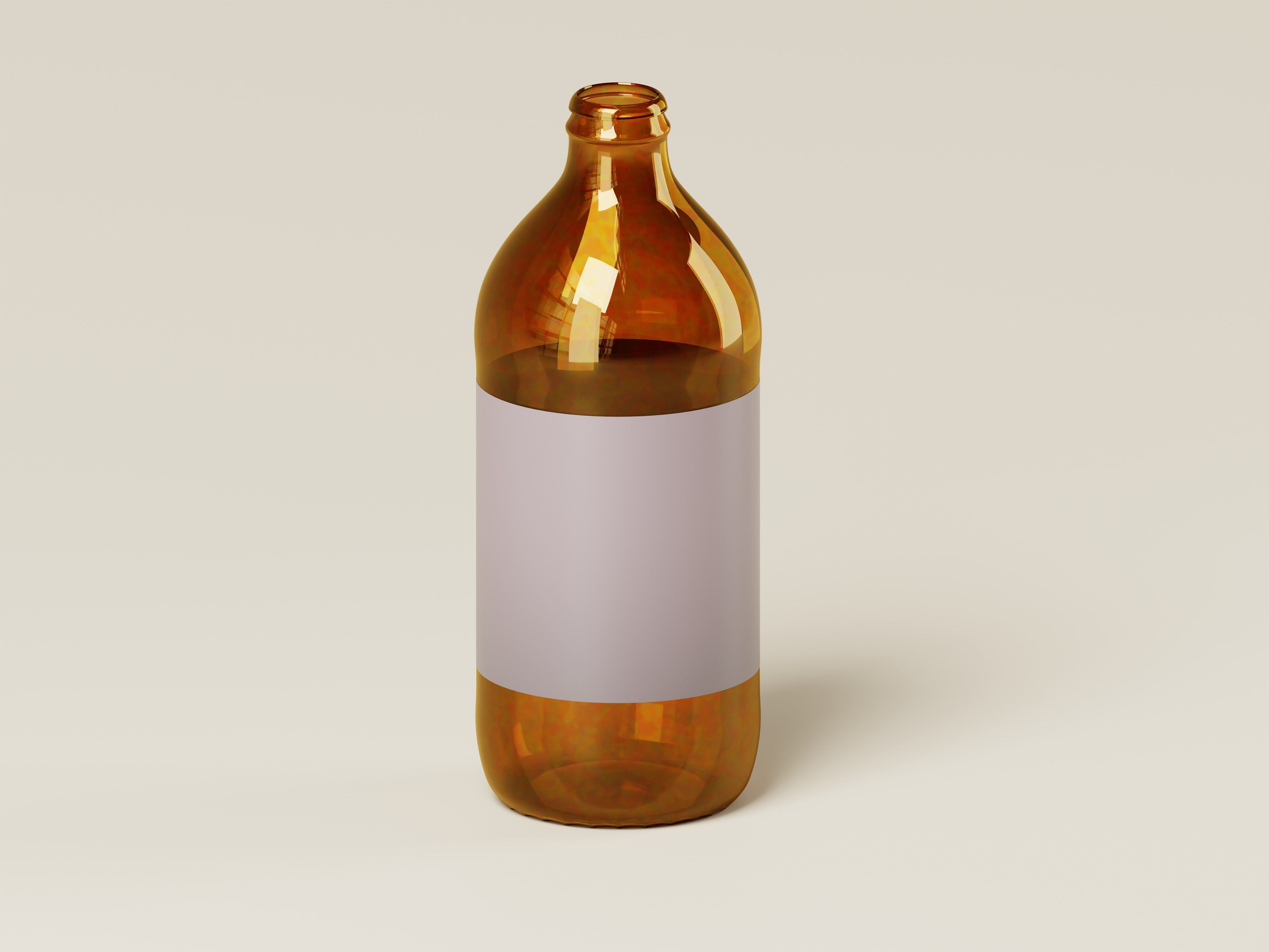 Amber Glass Medicine or Liquid Product Bottle 3D Model Low-poly 3D model_4