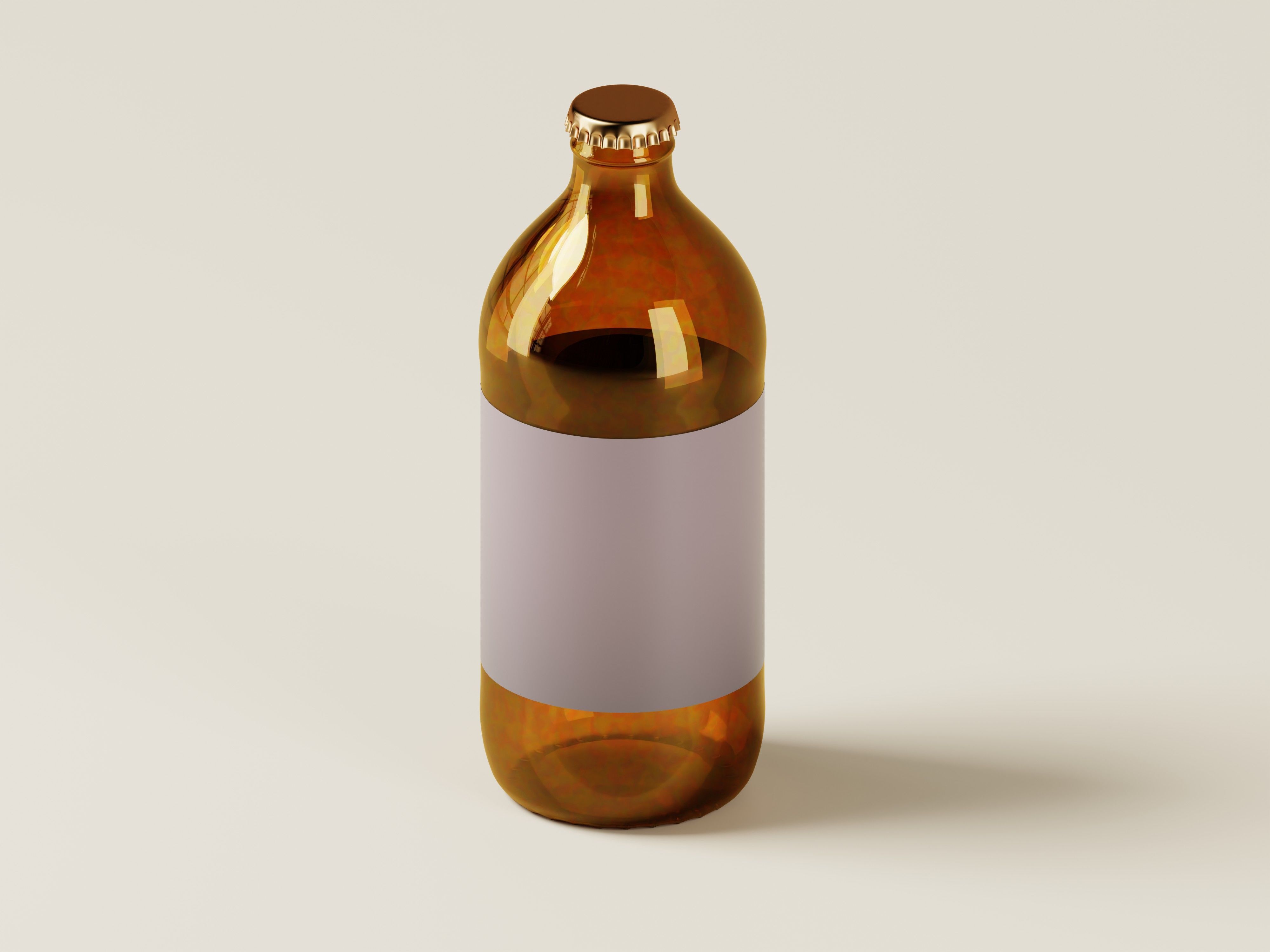 Amber Glass Medicine or Liquid Product Bottle 3D Model Low-poly 3D model_3