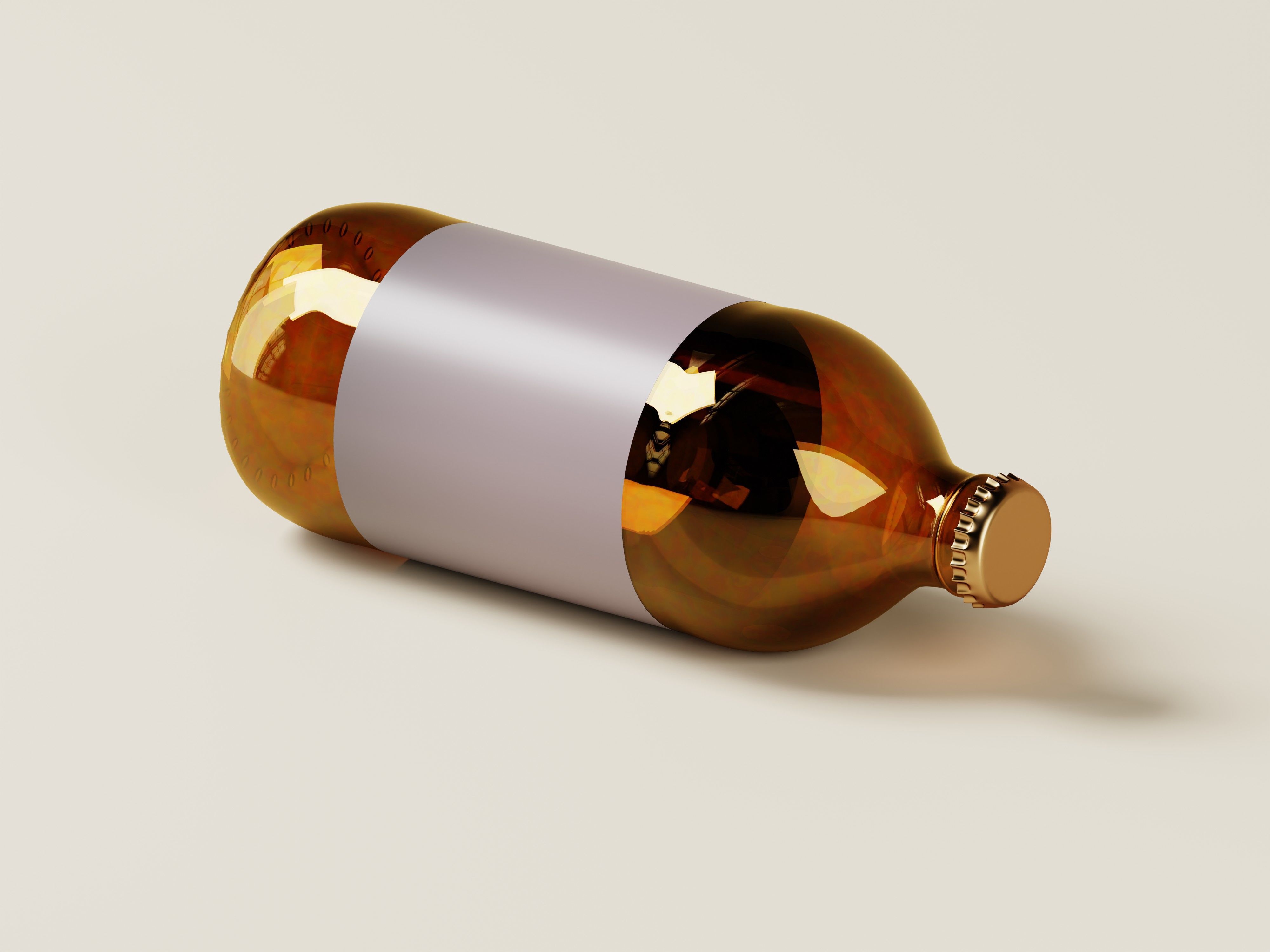 Amber Glass Medicine or Liquid Product Bottle 3D Model Low-poly 3D model_9