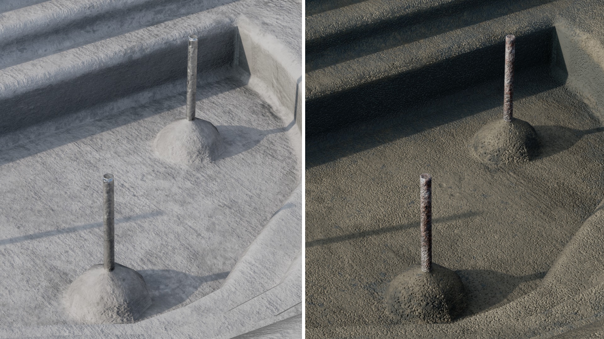 Old City Fountain water big semicircle Low-poly 3D model_3