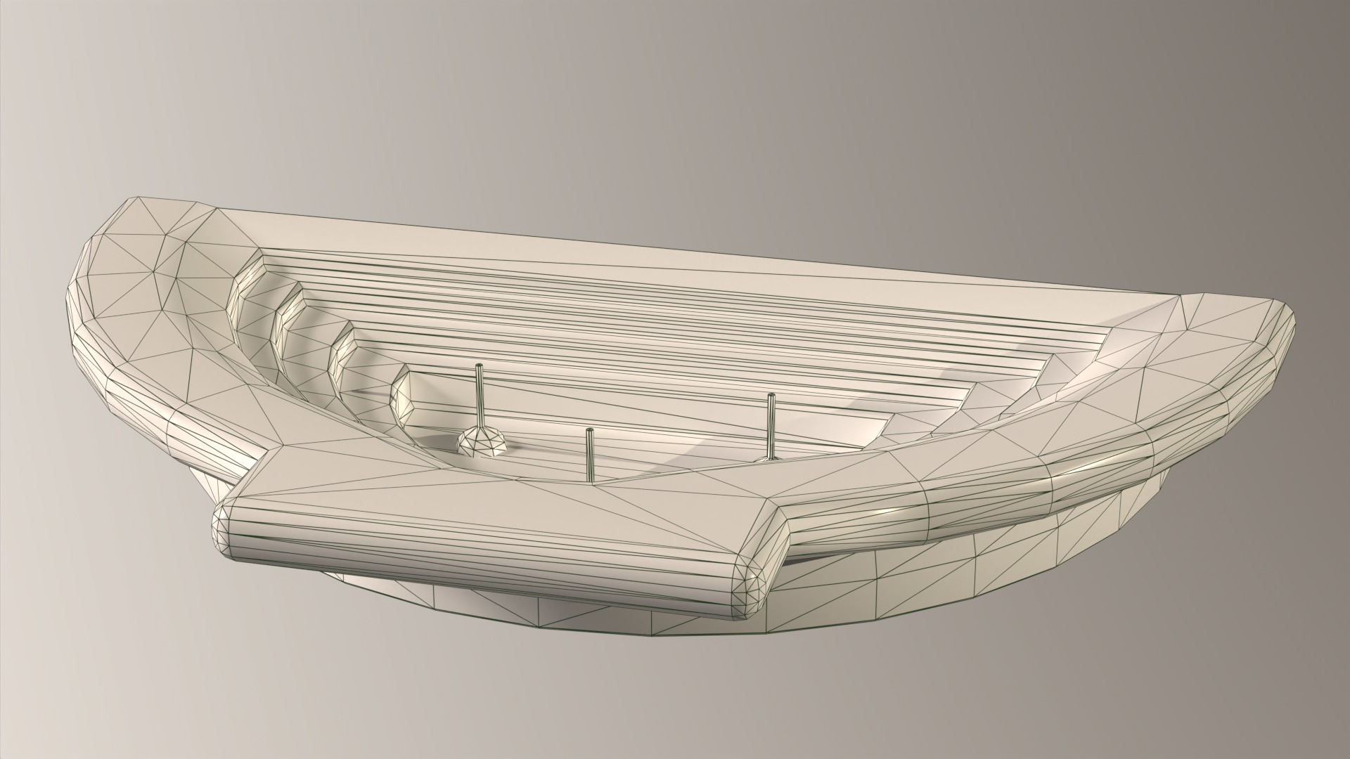 Old City Fountain water big semicircle Low-poly 3D model_4