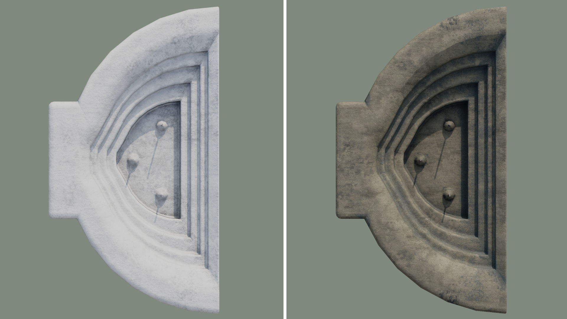 Old City Fountain water big semicircle Low-poly 3D model_1