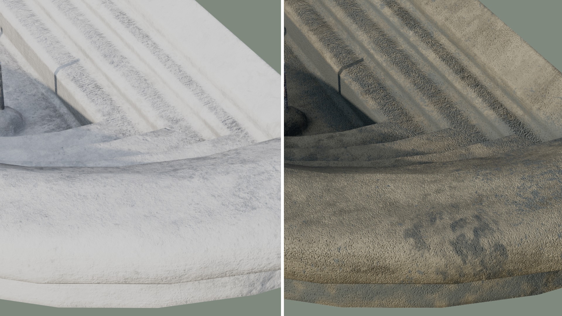 Old City Fountain water big semicircle Low-poly 3D model_2