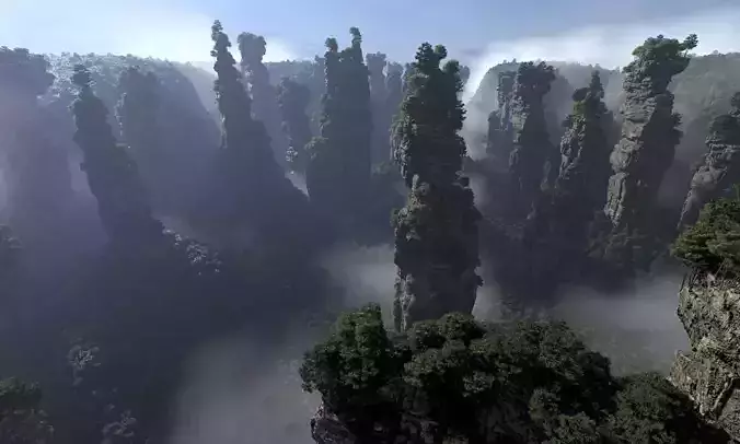 Realistic topography of Zhangjiajie-tianzi-mountain
