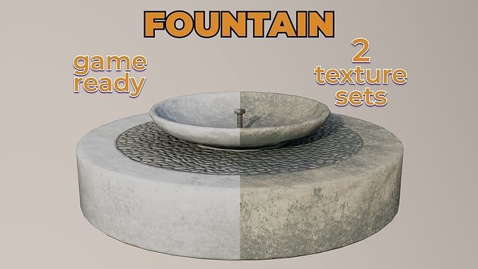 Garden Concrete Fountain stones stone low Low-poly 3D model