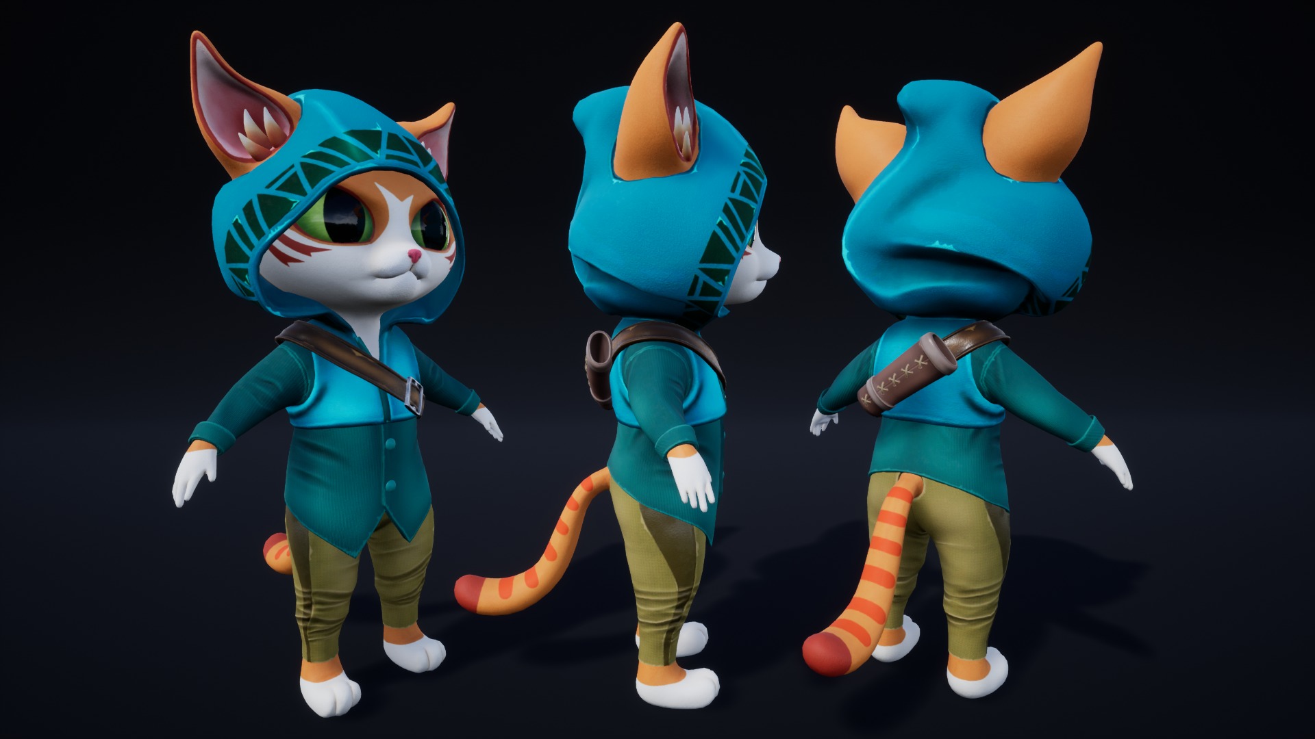 Cat Archer 002 Low-poly 3D model_13