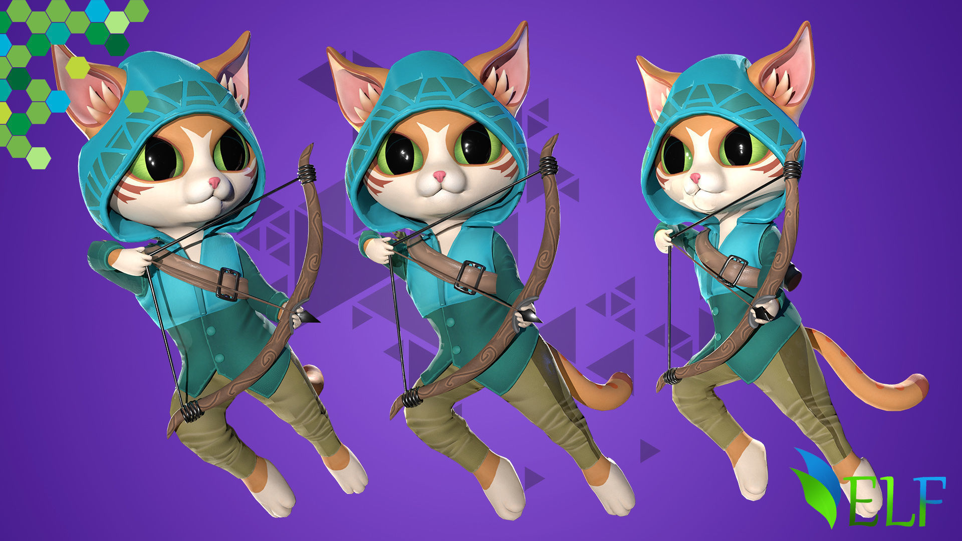 Cat Archer 002 Low-poly 3D model_12