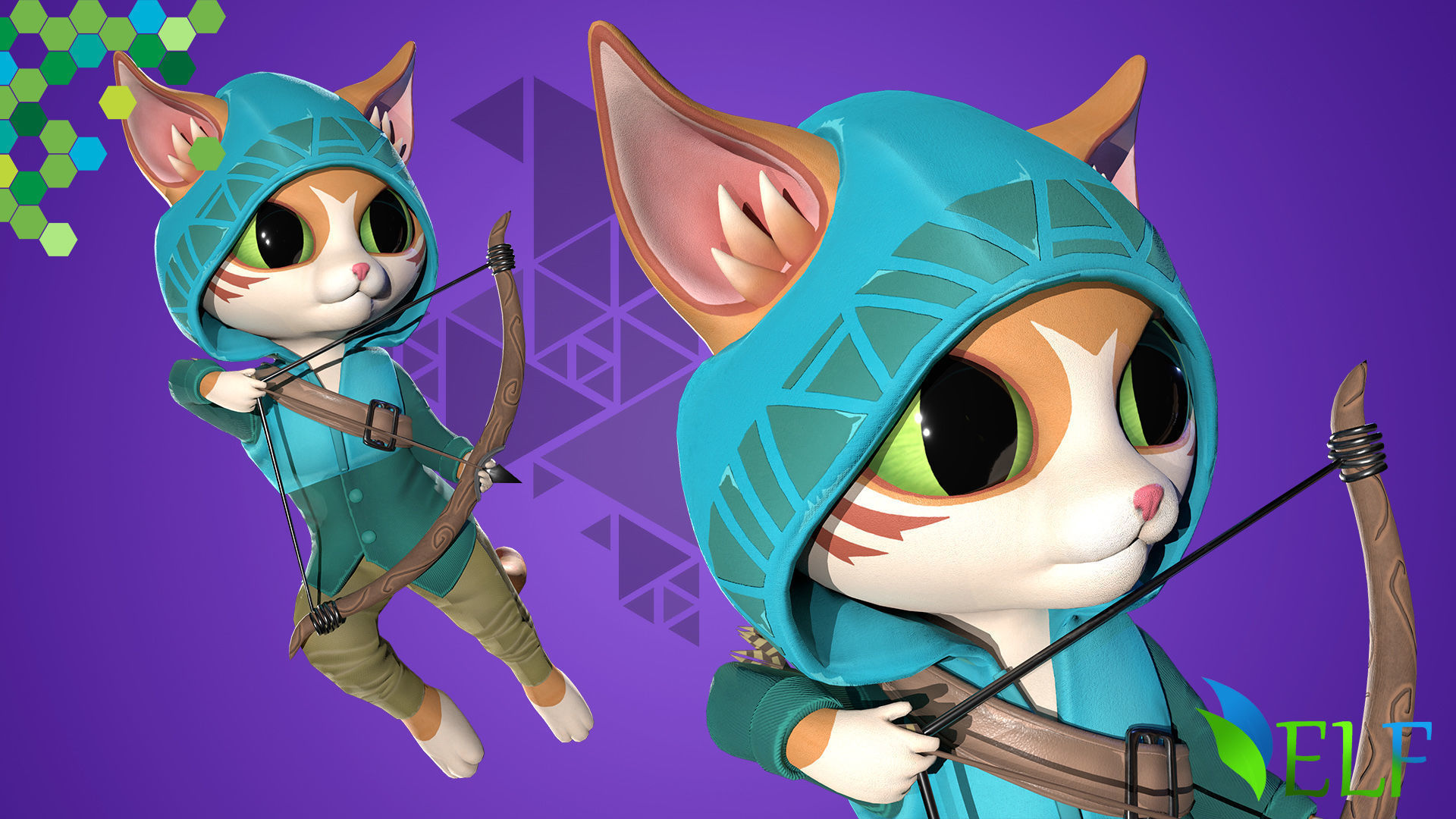 Cat Archer 002 Low-poly 3D model_11
